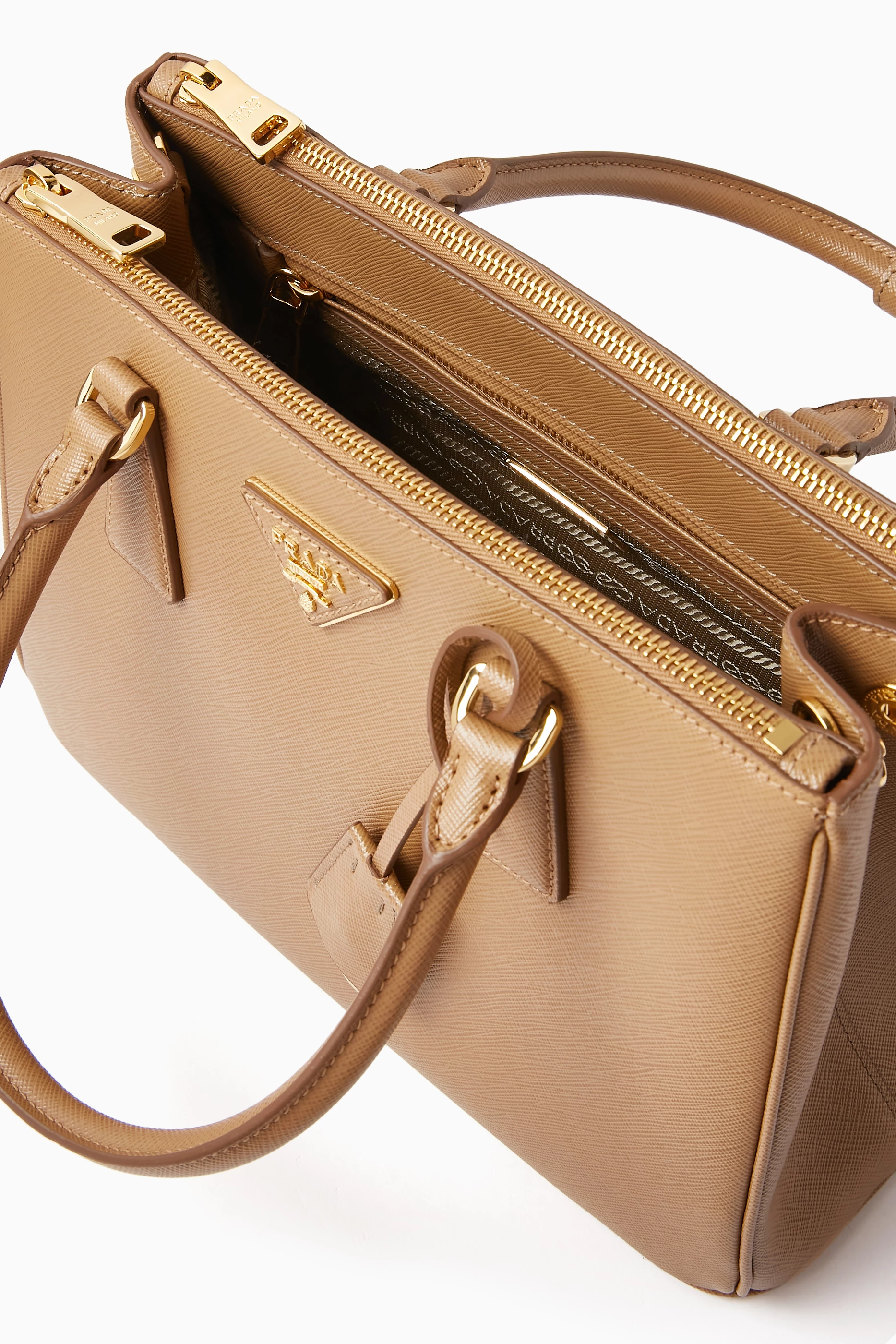 Prada Galleria Saffiano Leather Medium Bag in Cameo Size 30