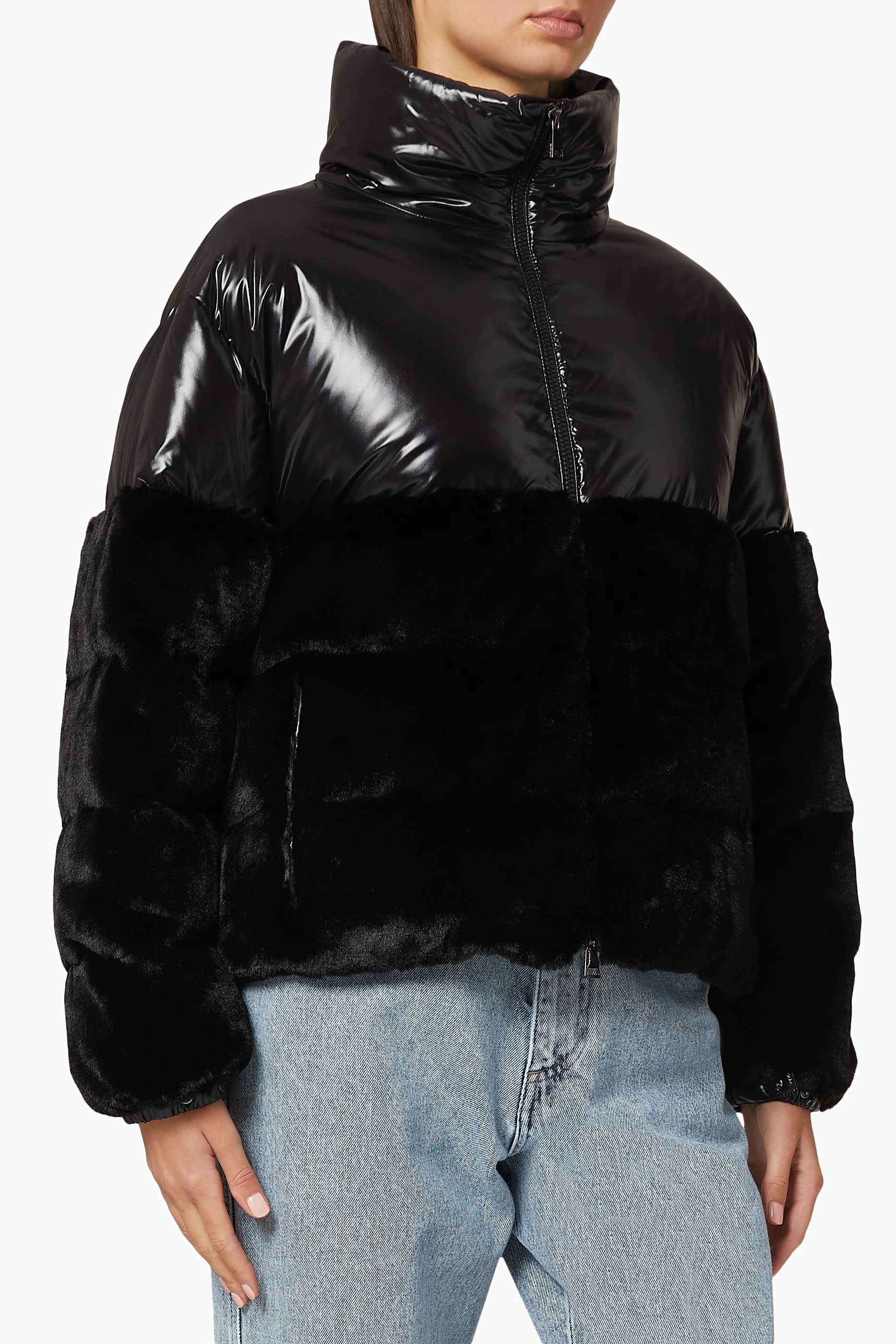 Buy Moncler Black Logodec Down Jacket for Women in Saudi