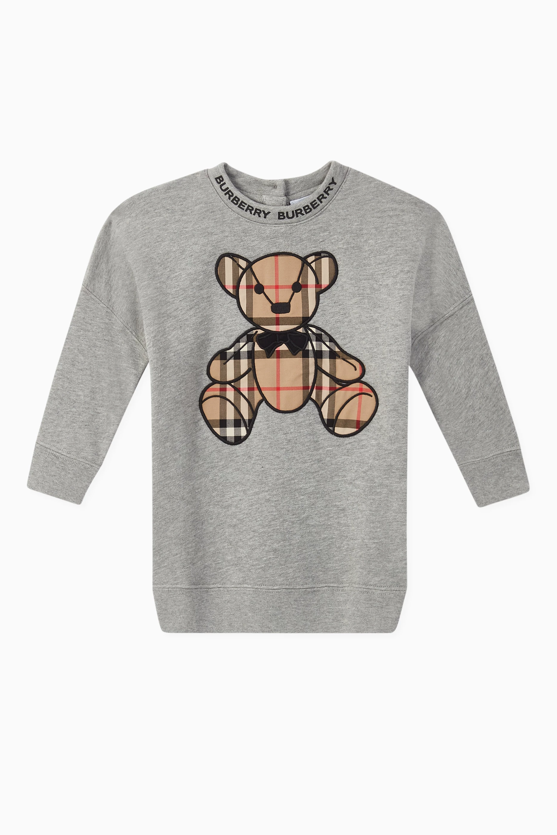 Buy Burberry Grey Thomas Bear Appliqu Cotton Sweater Dress for