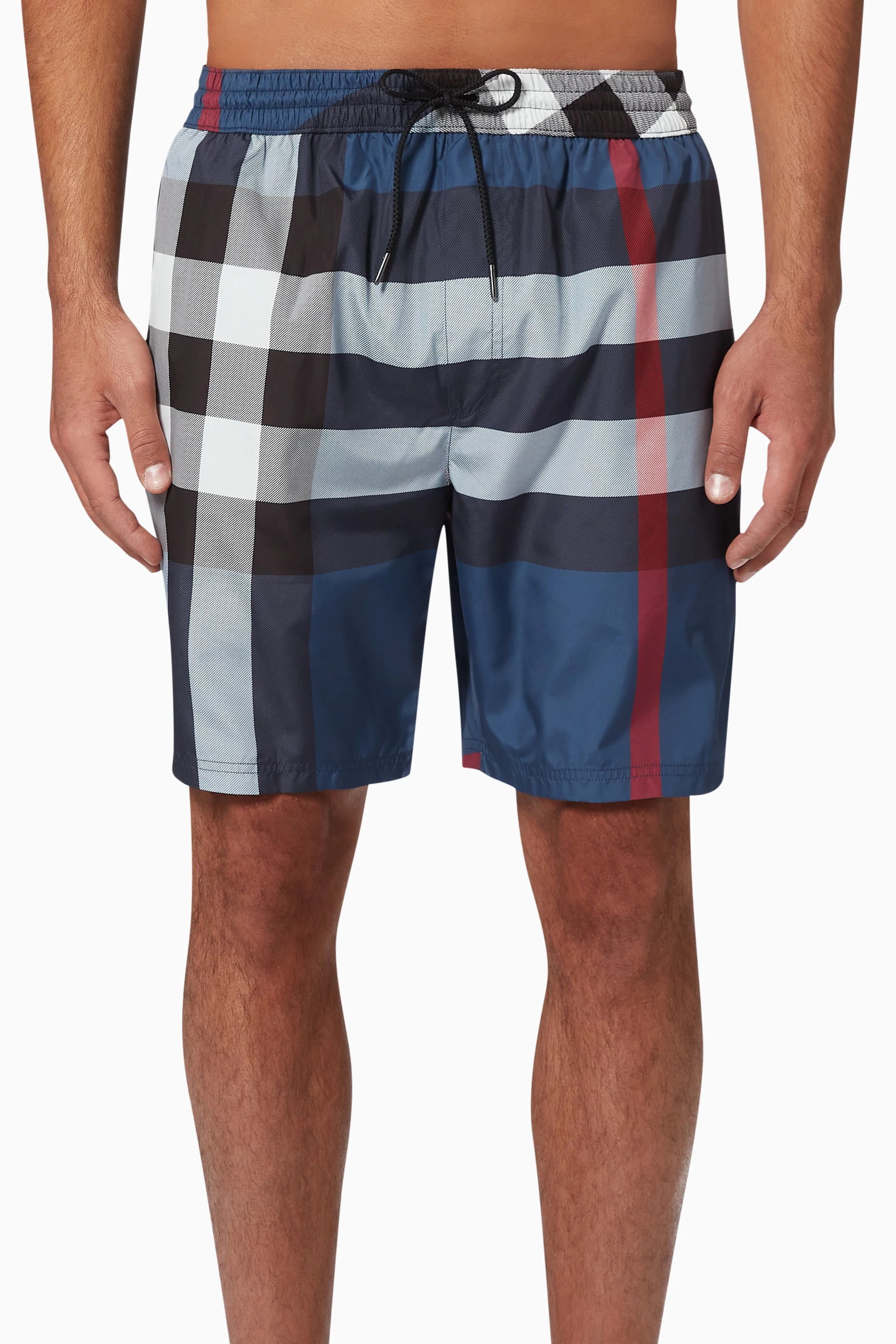 Black burberry swim trunks sales