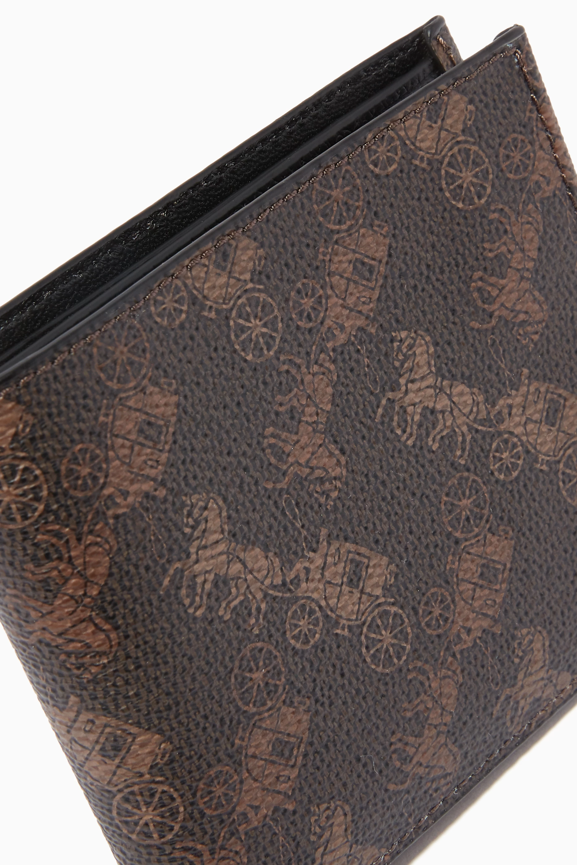 Coach Double Billfold Wallet with Large Horse and Carriage Print - Men's Wallets - Truffle/Burnished Amber