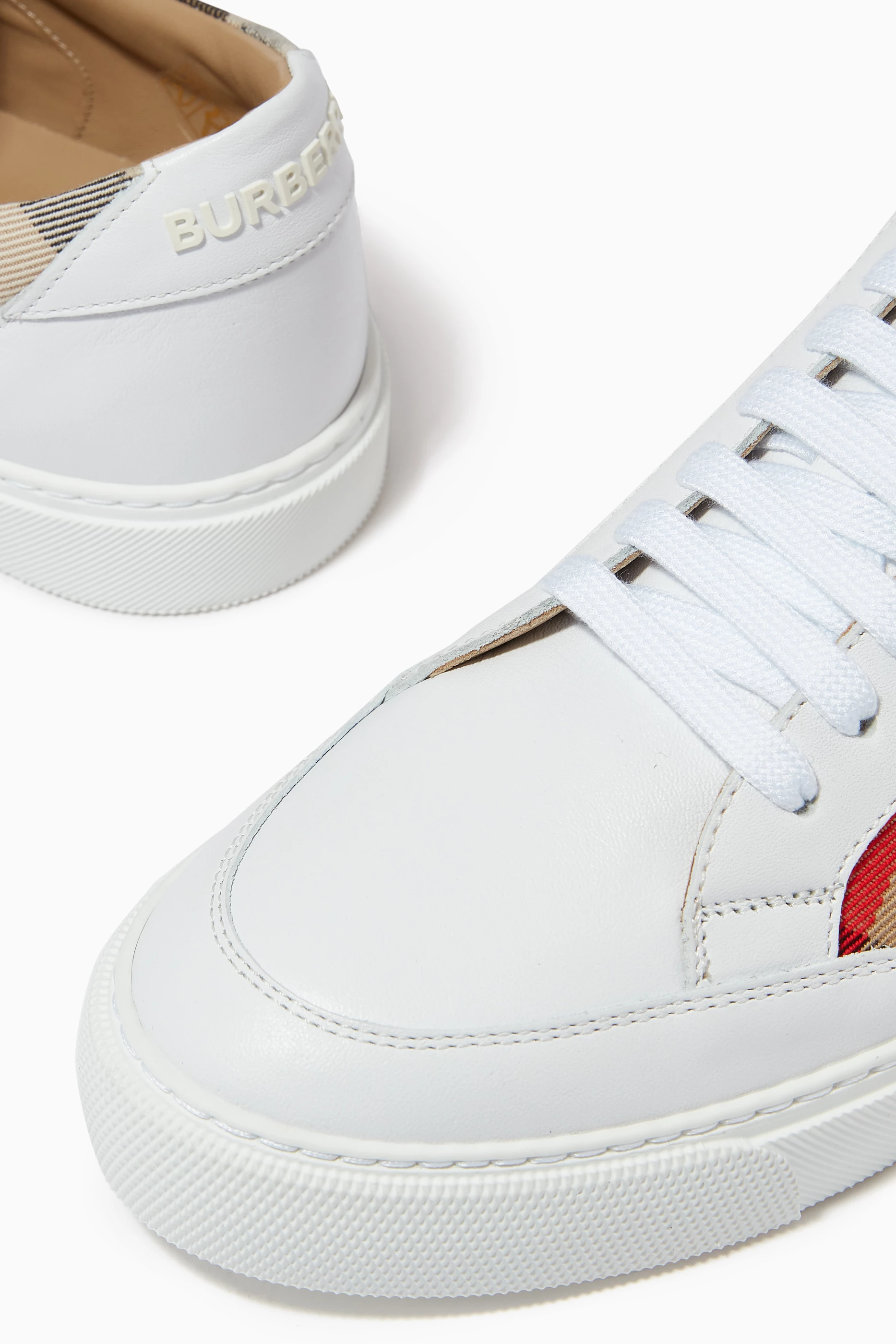 Check detail leather sneakers hot sale burberry