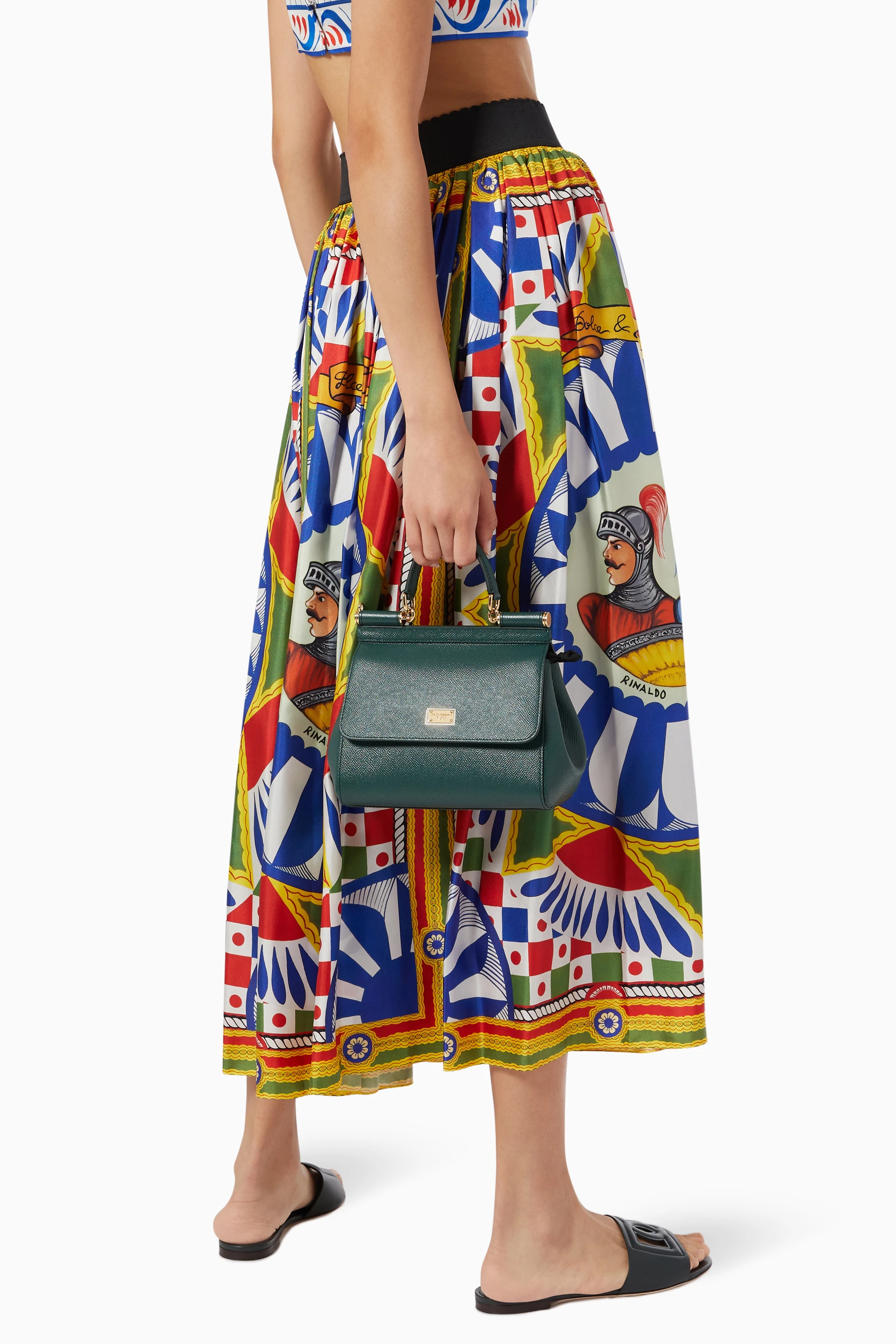 Buy Dolce Gabbana Green Small Sicily Bag in Dauphine Leather for