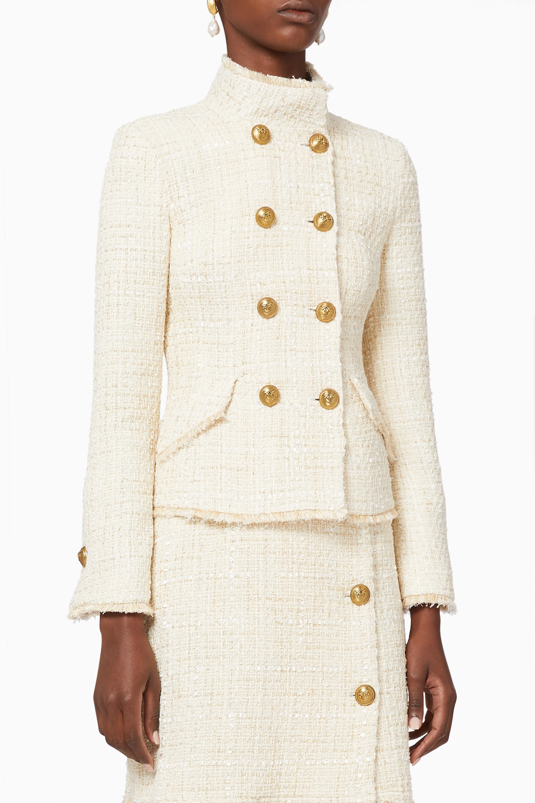 Buy PINKO White Vladimir 1 Boucl Tweed Jacket for Women in Saudi