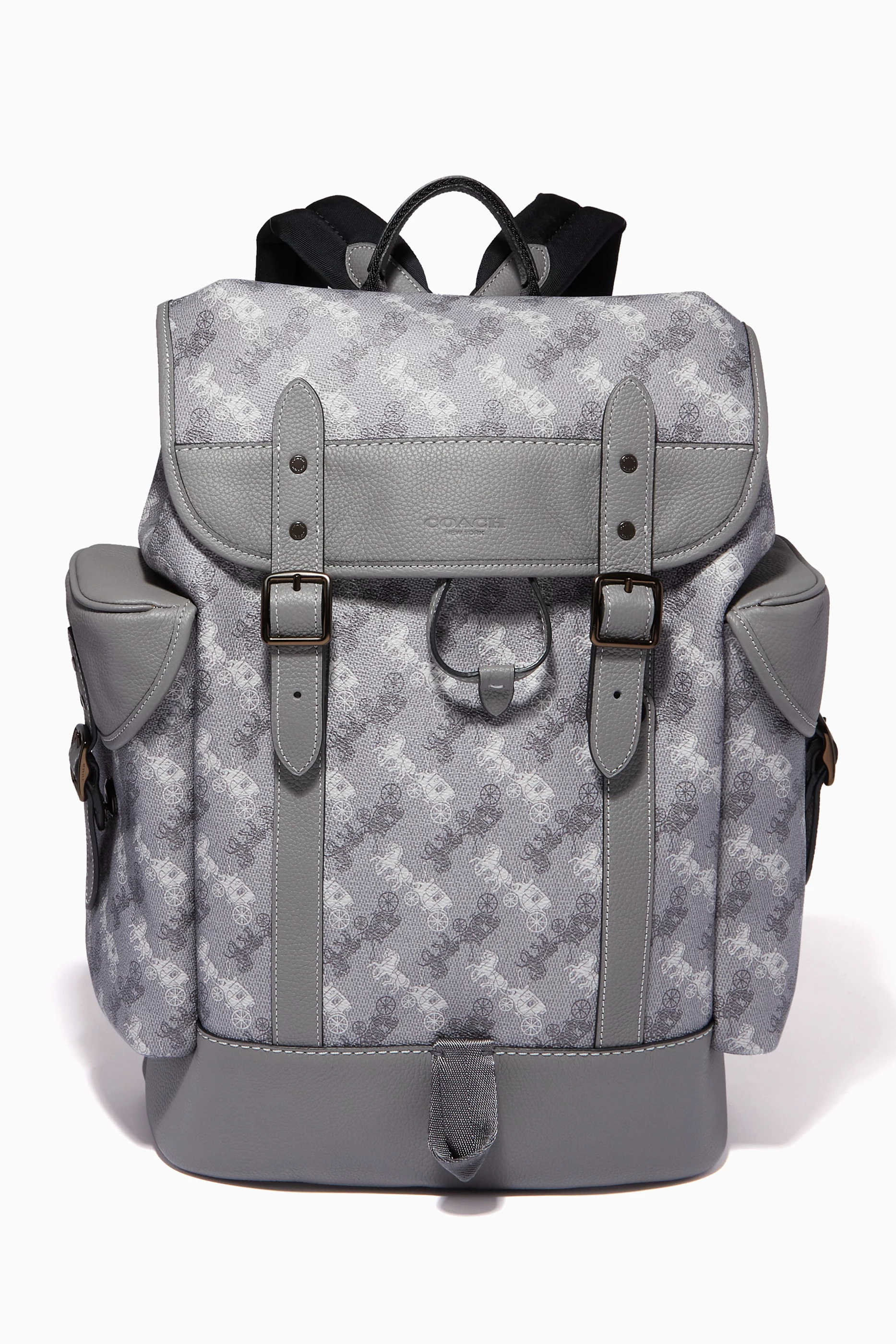 Buy Coach Grey Hitch Backpack with Horse Carriage Print in