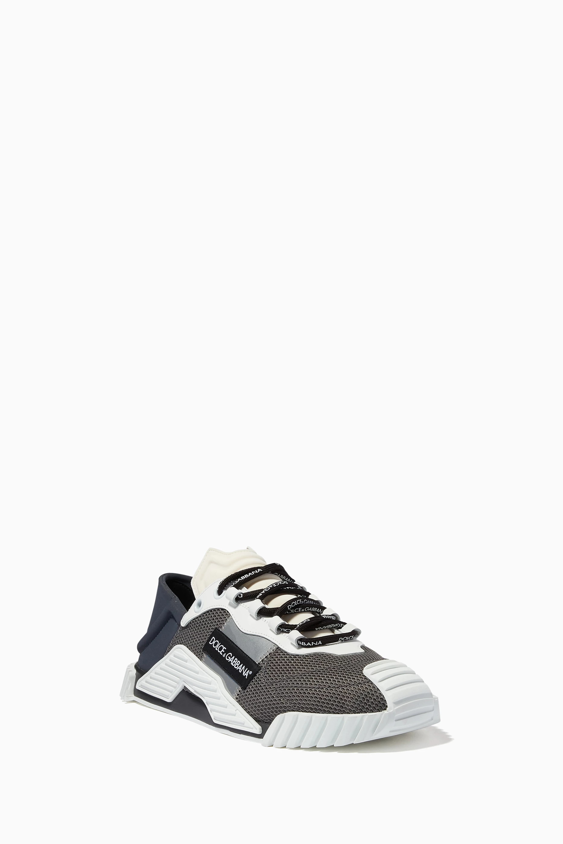 Buy Dolce Gabbana Grey Ns1 Slip on Sneakers in Mesh and Calfskin
