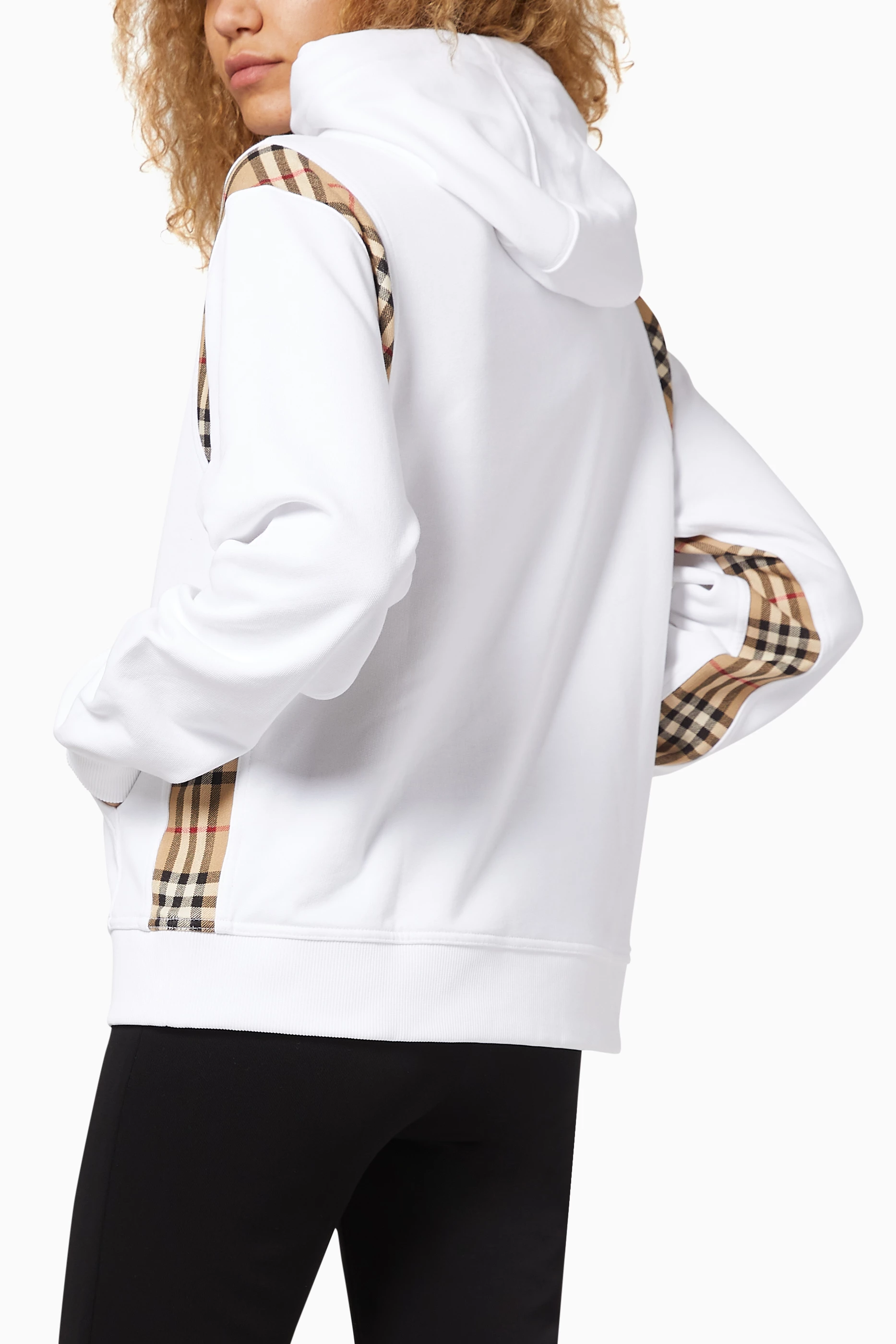 Buy Burberry White Vintage Check Cotton Oversized Hoodie for Women