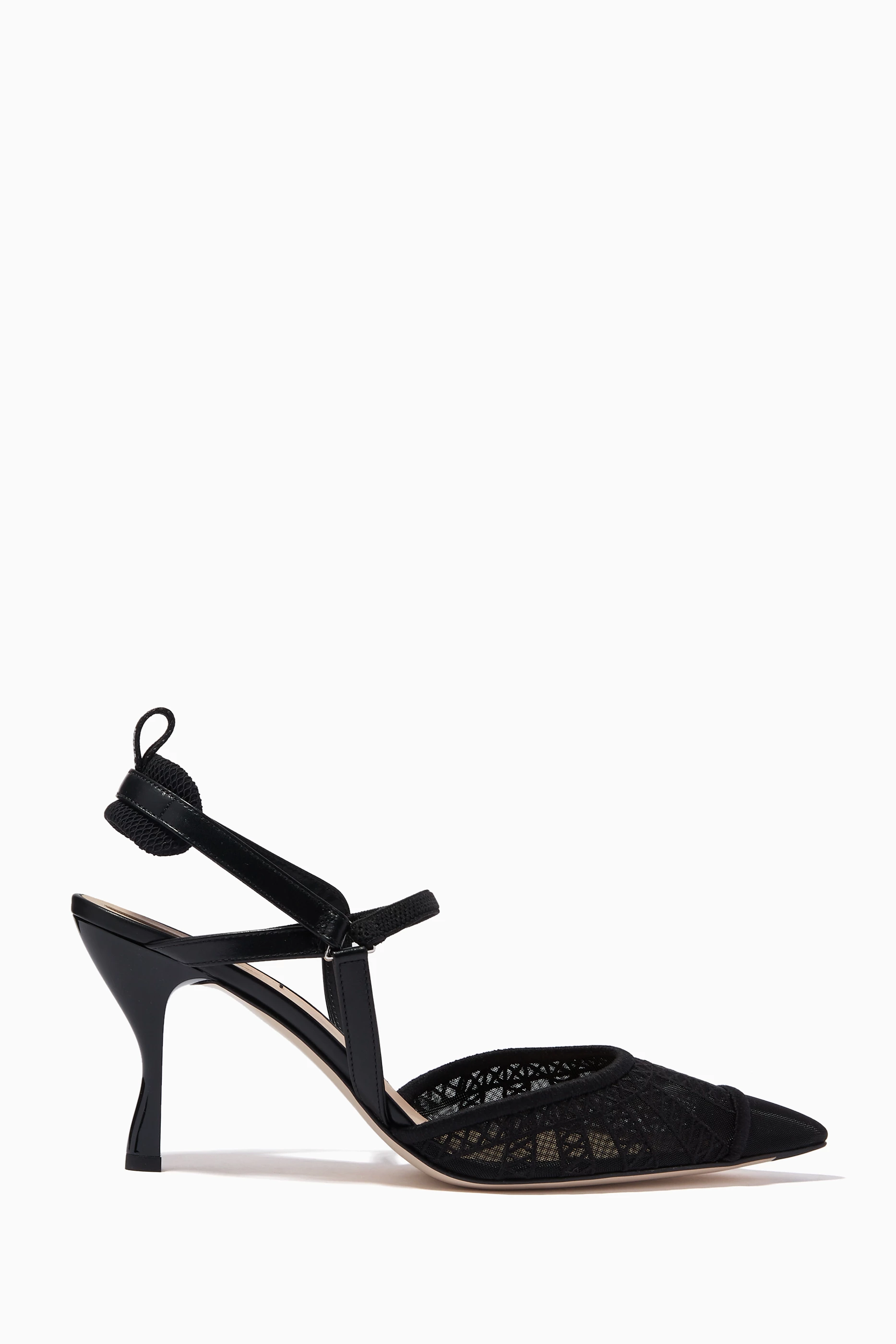 Buy Fendi Black Colibri Slingback Pumps in Micromesh for Women in