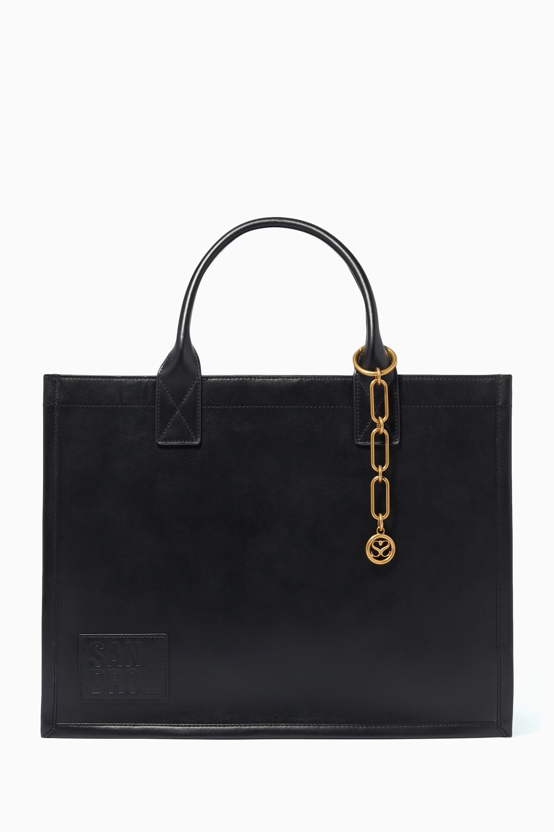 Buy SANDRO Black Tote Bag in Leather for Women in Saudi Ounass