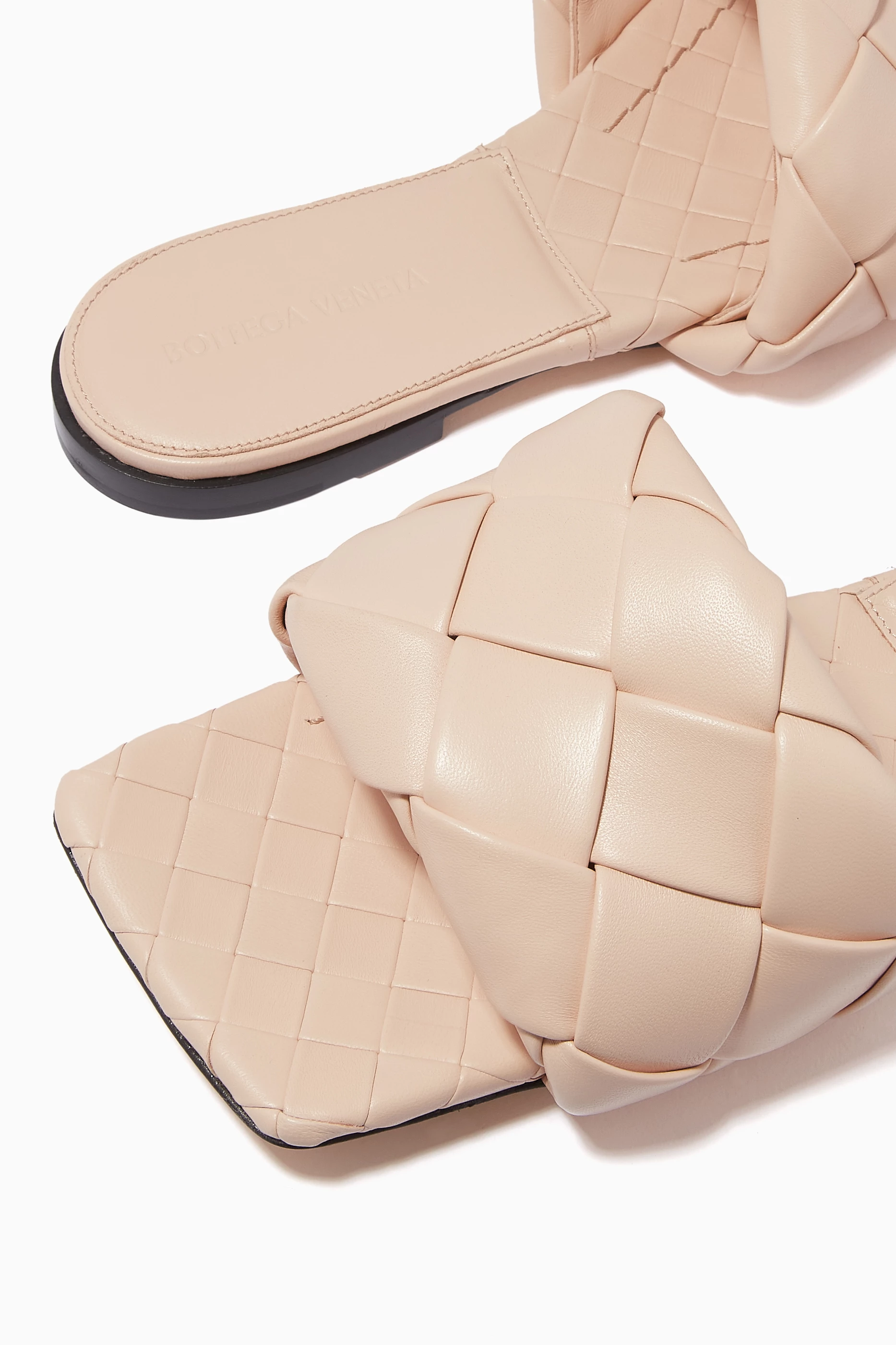 Buy Bottega Veneta Neutral BV Lido Flat Sandals in Nappa for Women