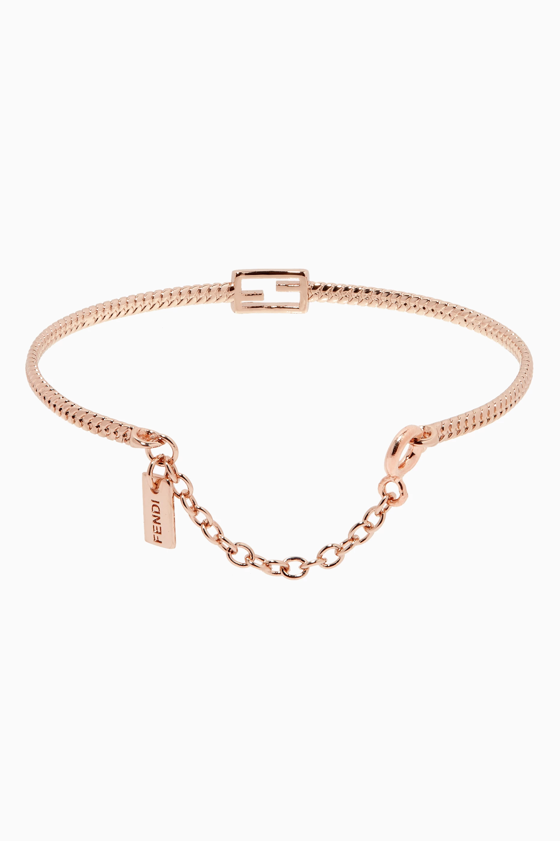 Buy Fendi Rose Gold FF Baguette Bracelet in Metal for Women in