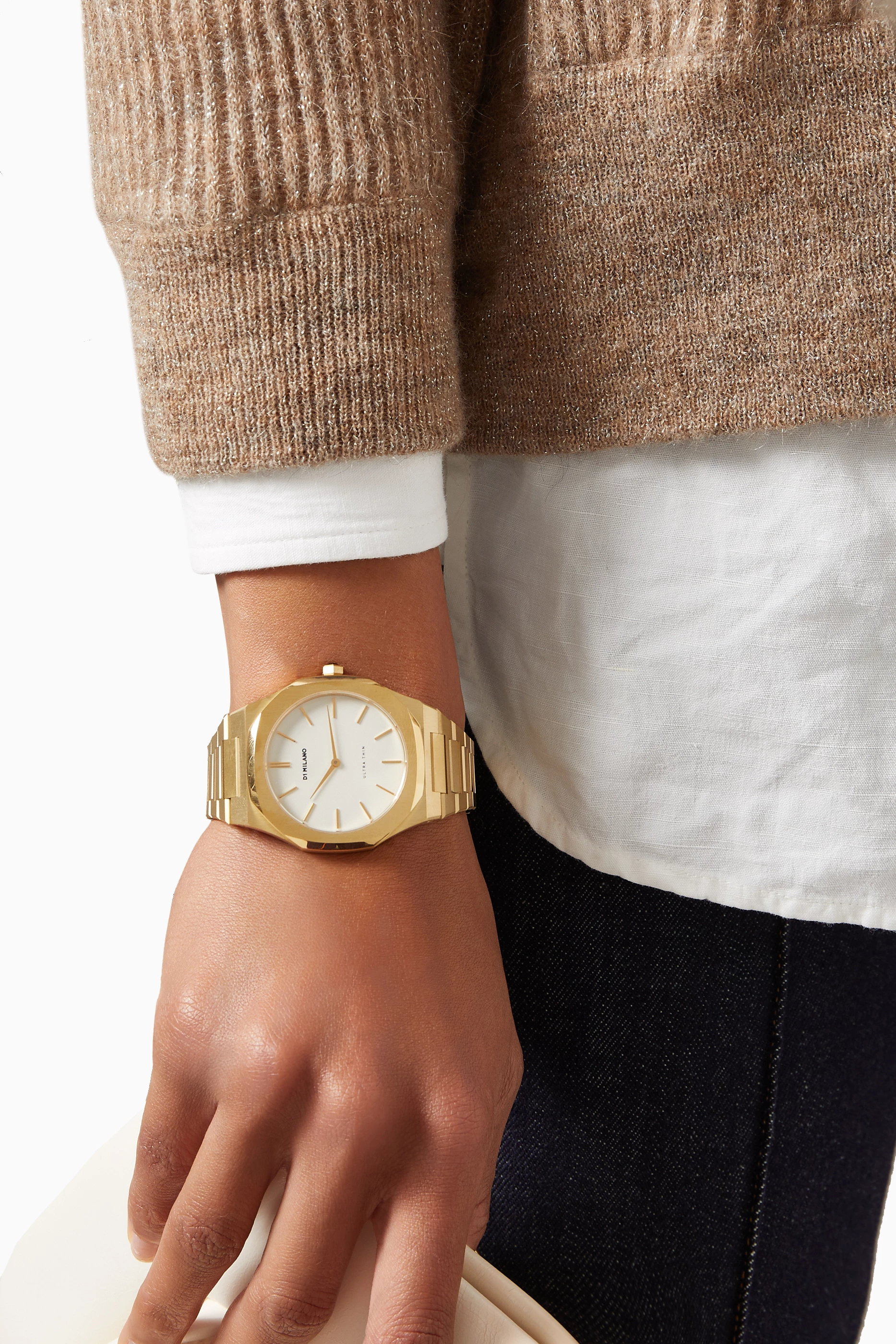 Buy D1 Milano White Ultra Thin Bracelet Quartz Stainless Steel