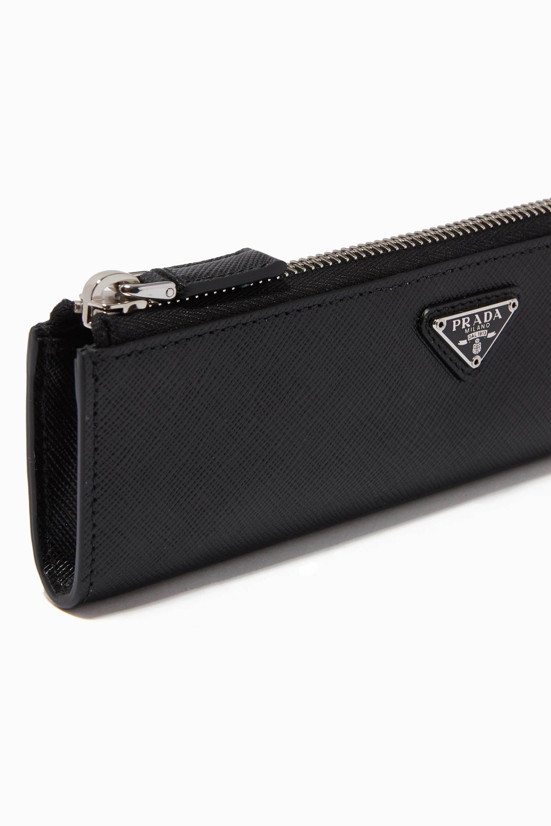 Buy Prada Black Triangle Logo Pen Case in Saffiano Leather for Men