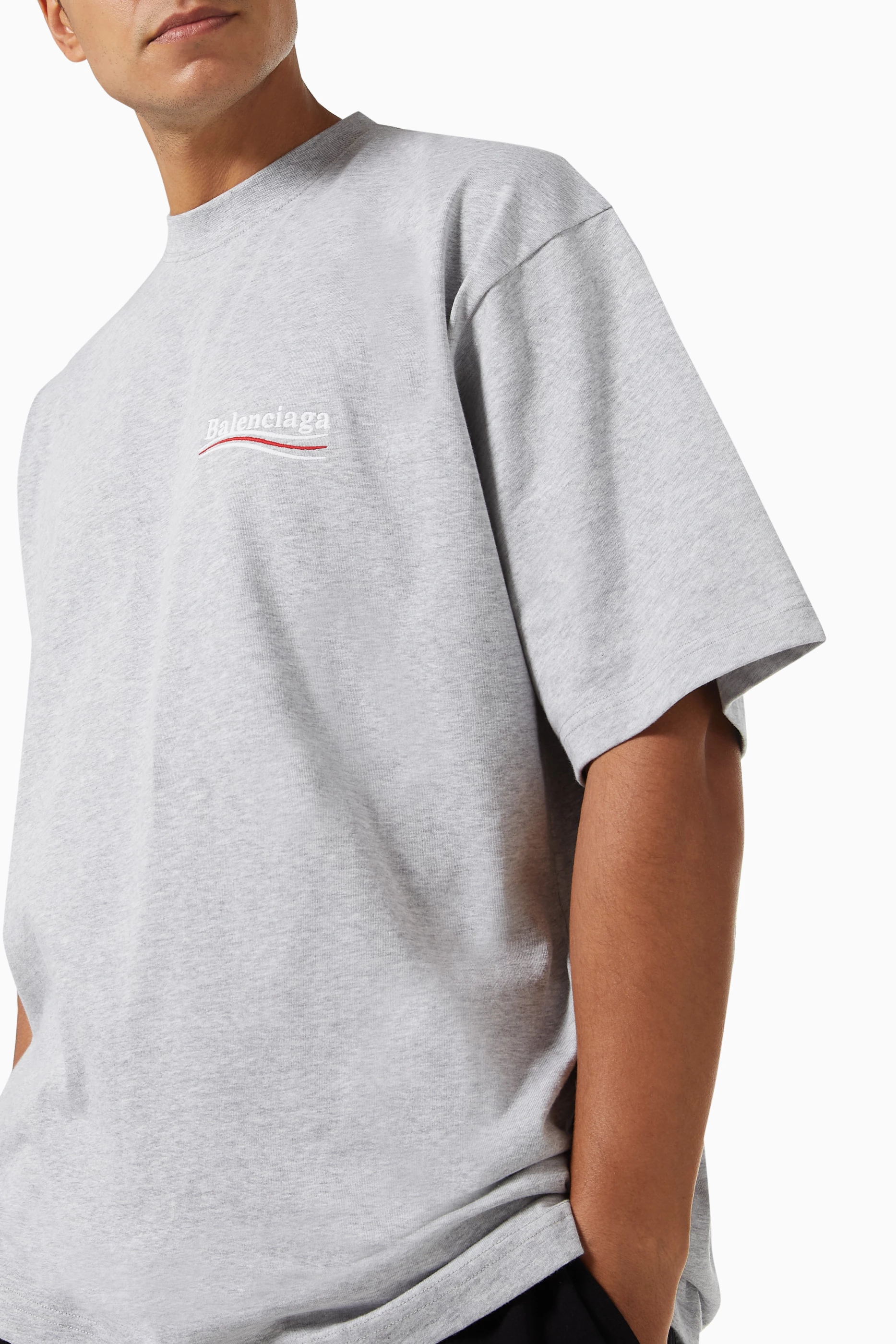 Buy Balenciaga Grey Political Campaign T shirt in Vintage Jersey