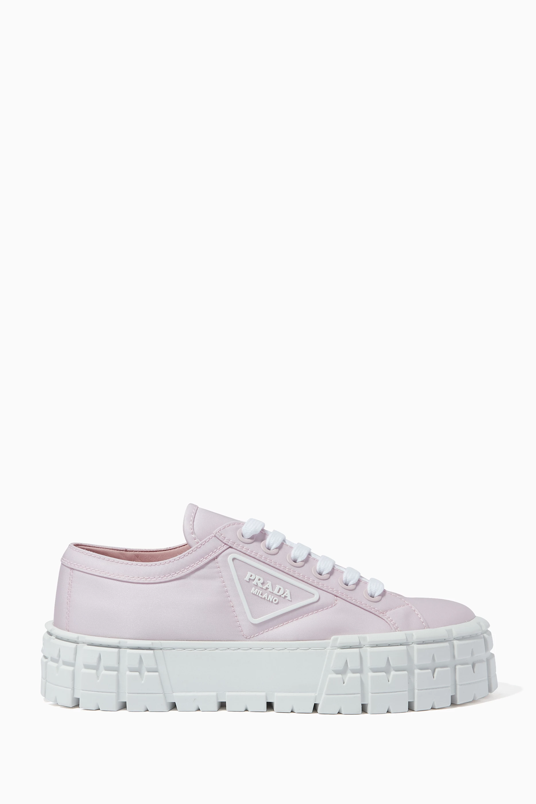 Pink prada top platform sneakers