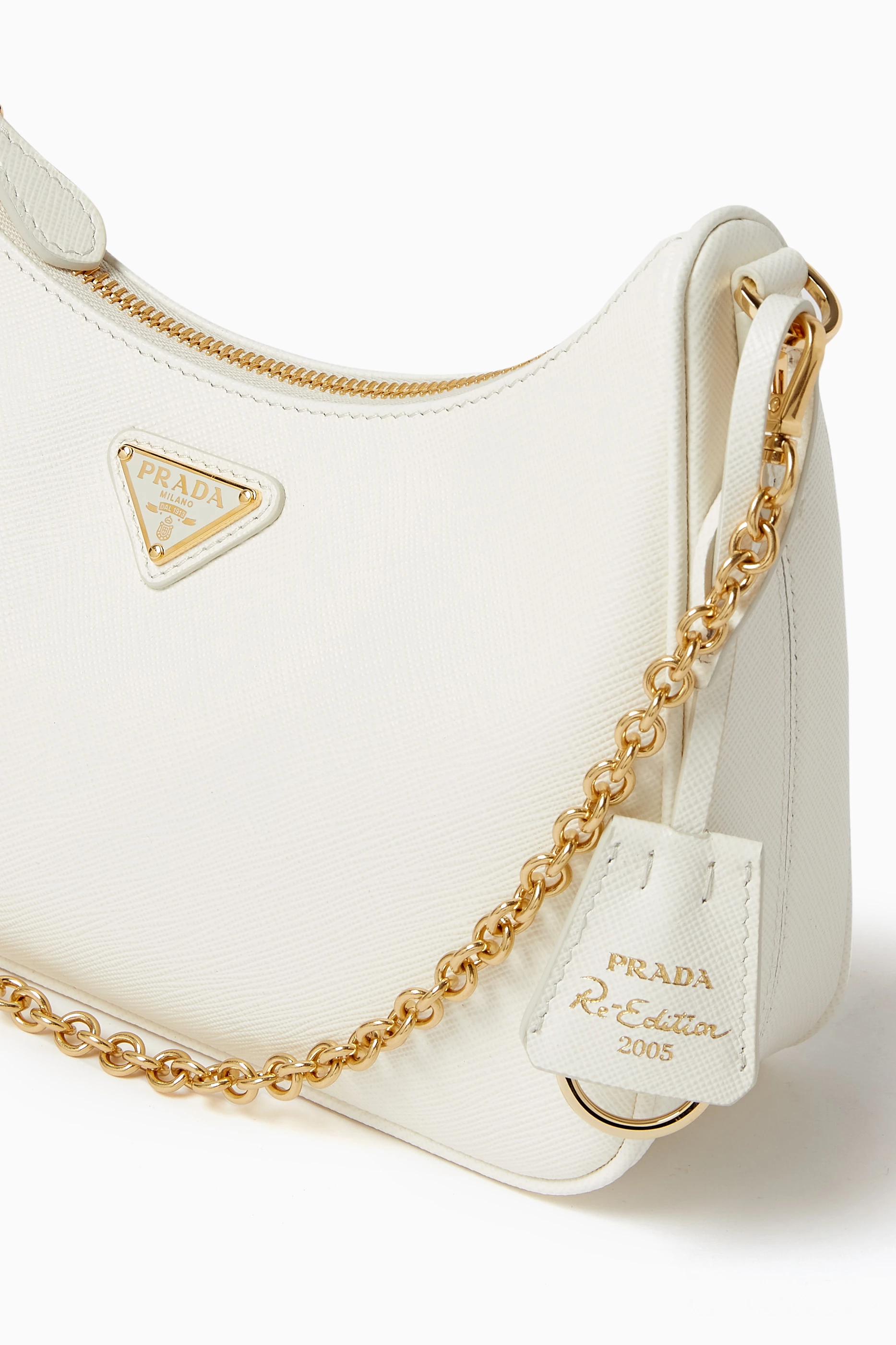 Buy Prada White Re-Edition 2005 Shoulder Bag in Saffiano Leather