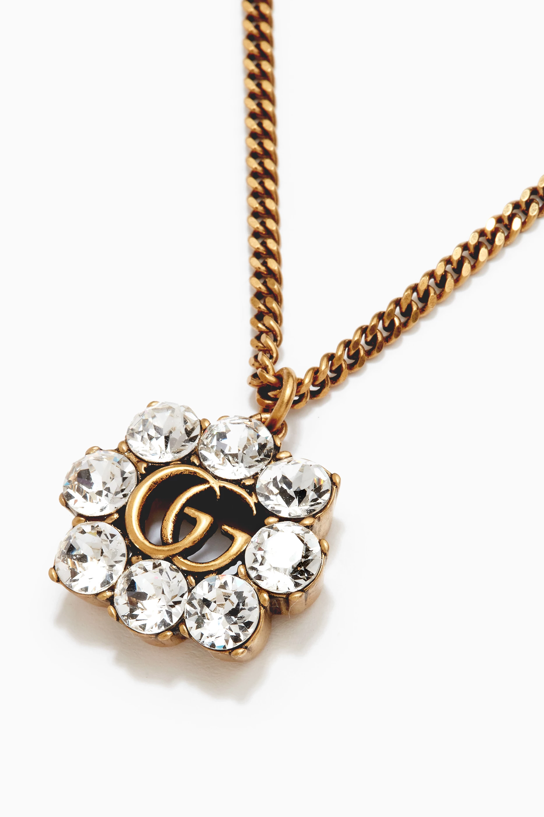 Buy Gucci Gold Crystal Double G Necklace for Women in Saudi Ounass