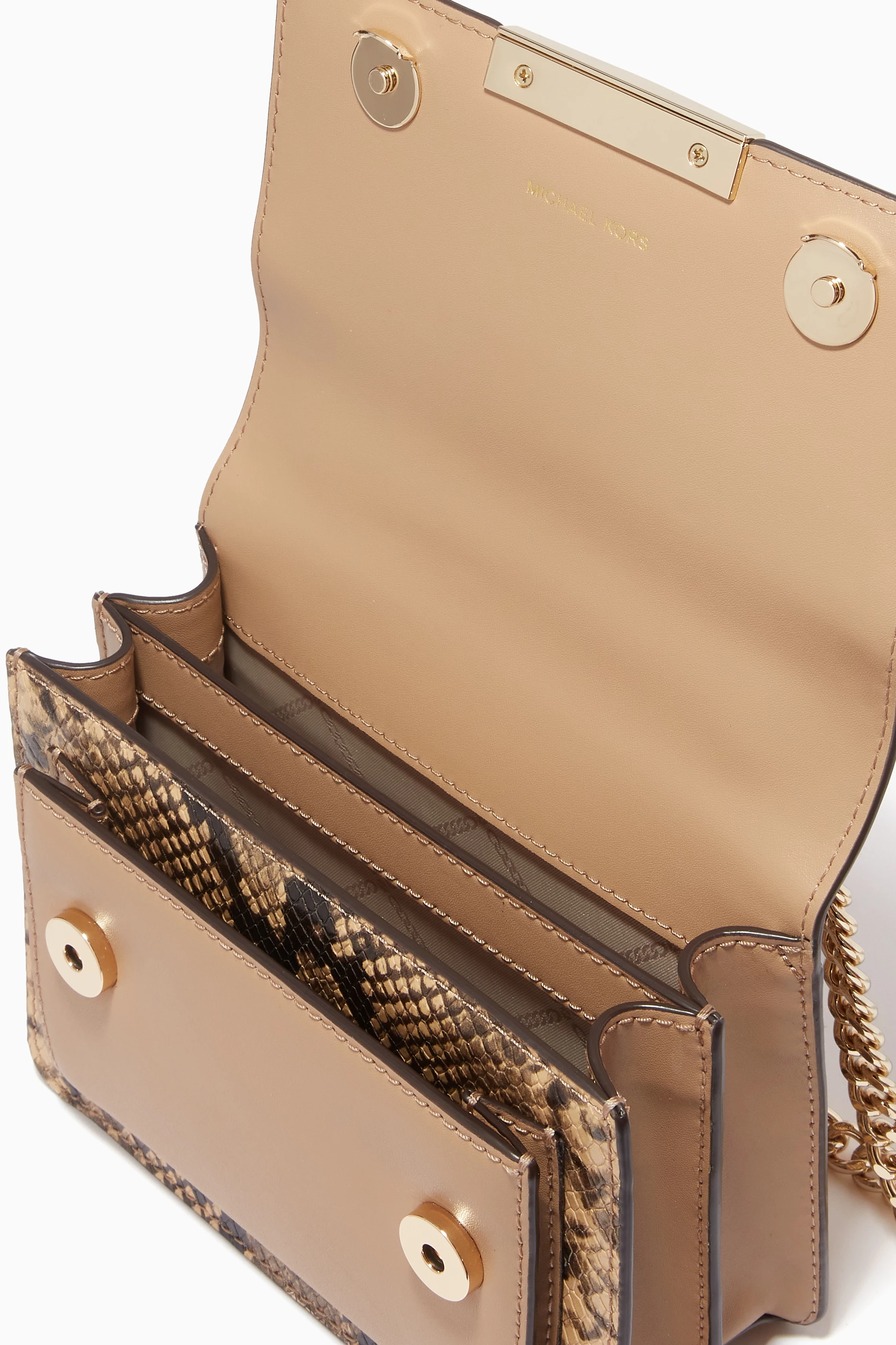 Buy Michael Kors Brown Extra Small Jade Crossbody Bag in Python