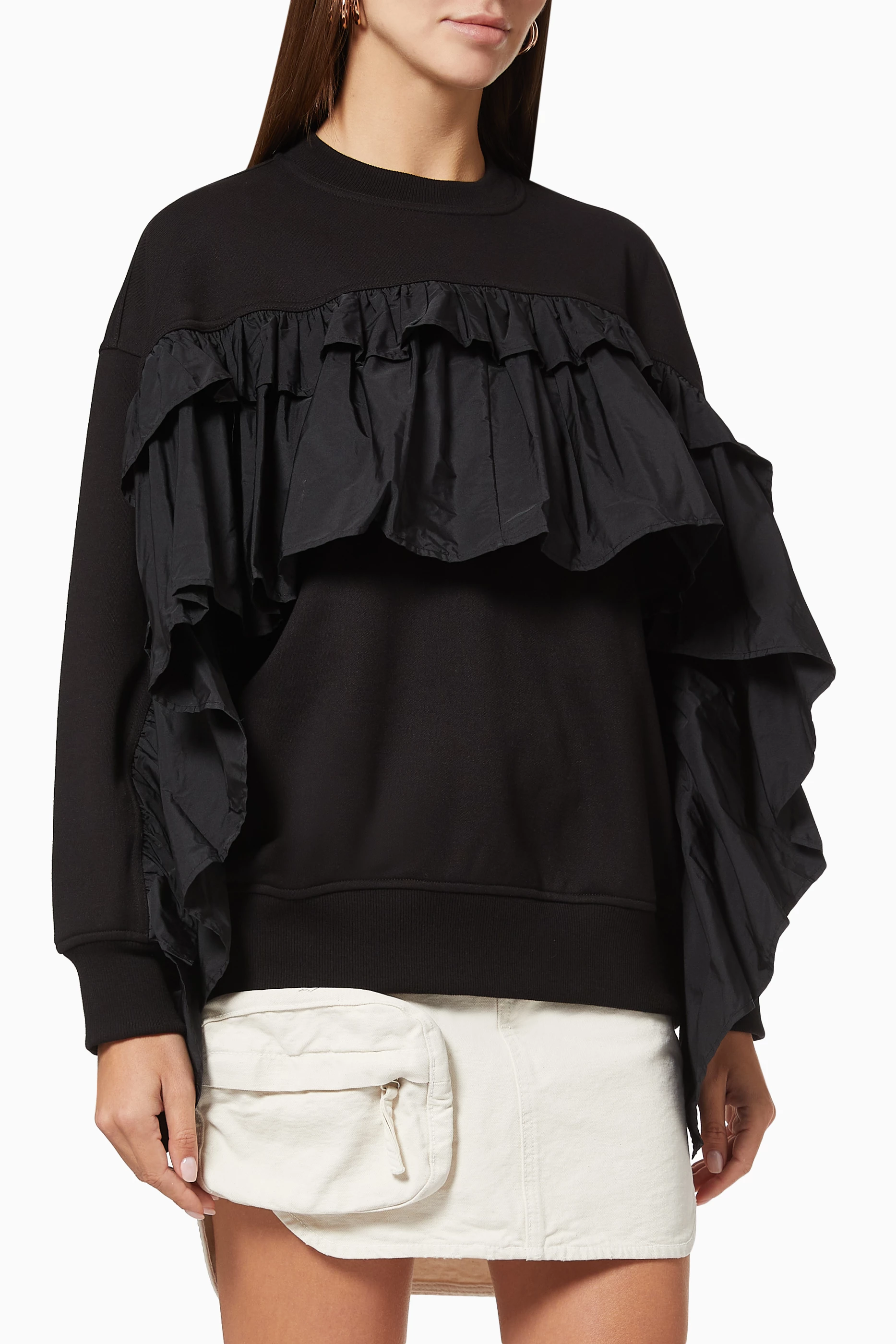 Black ruffle sweatshirt new arrivals
