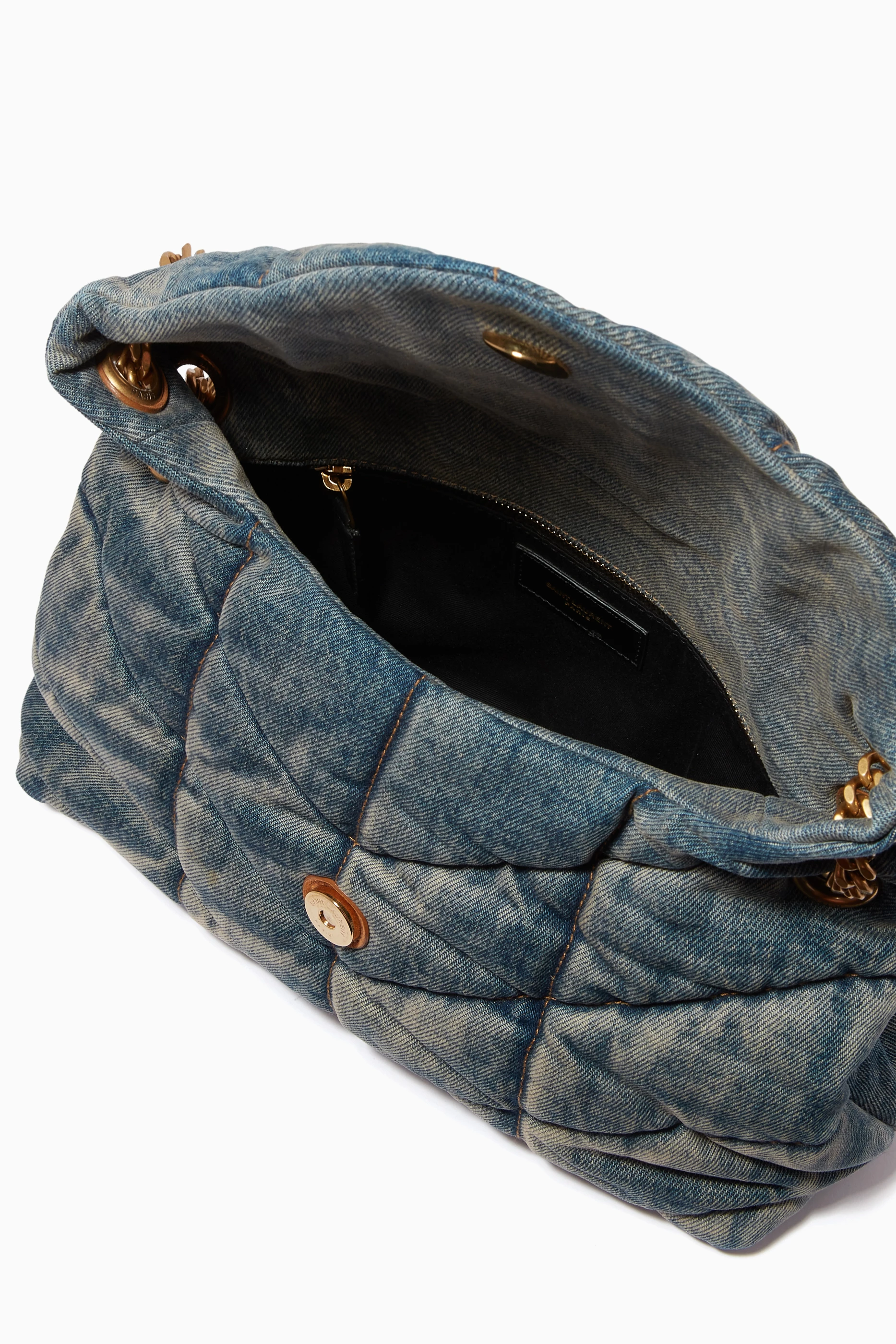 Saint Laurent Rodeo Blue Vintage Denim Small Loulou Puffer Bag