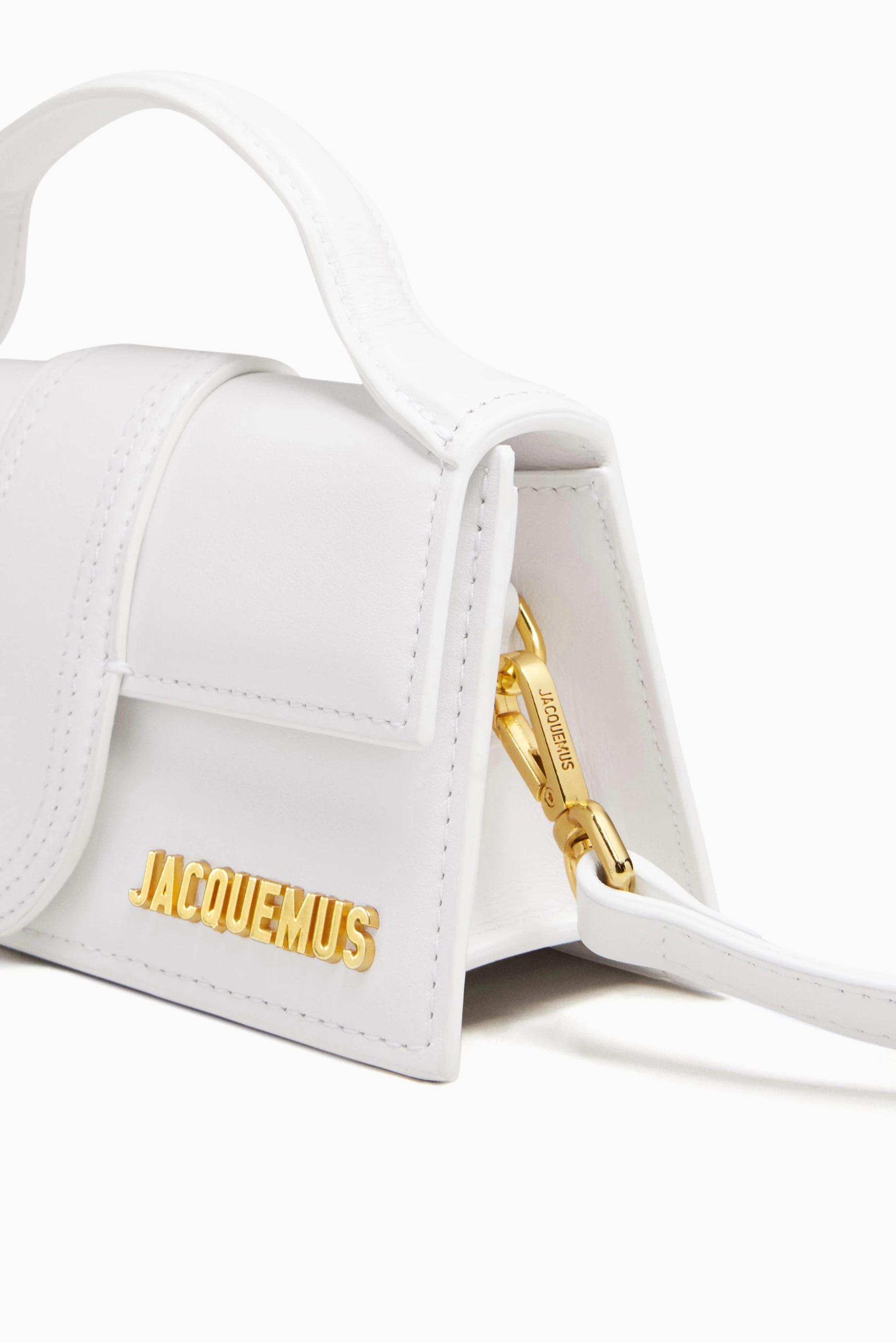 Buy Jacquemus White Le Bambino Mini Tote Bag in Leather for Women