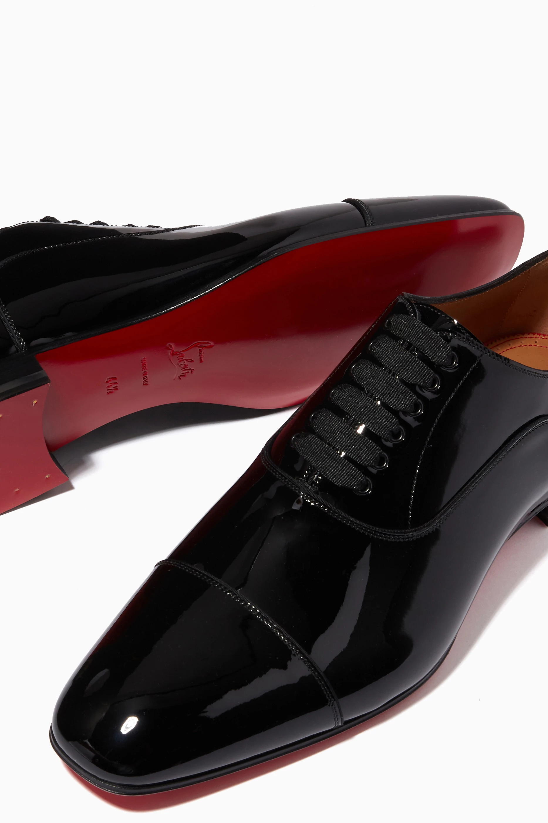 Buy Christian Louboutin Black Greggo City Shoes in Patent Leather