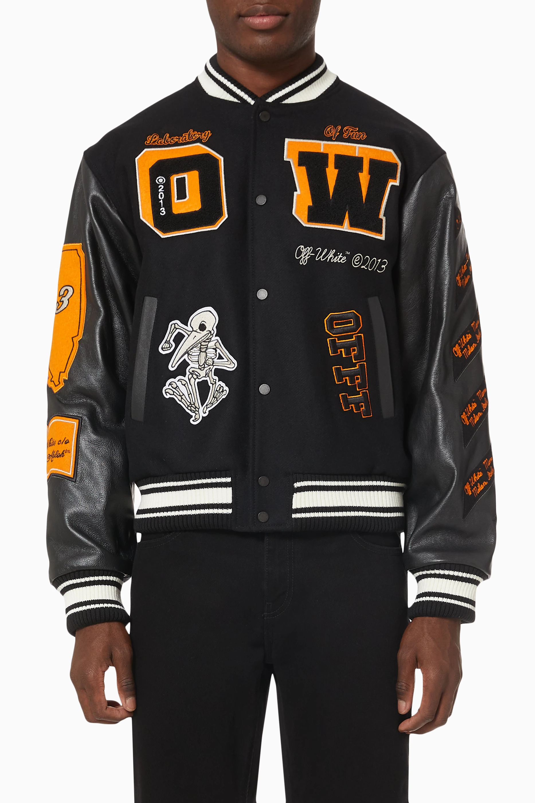 Men's Varsity Jacket Genuine Leather Sleeve and Wool Blend Letterman Boys  College Varsity Jackets XXS-5XL : Buy Online at Best Price in KSA - Souq is