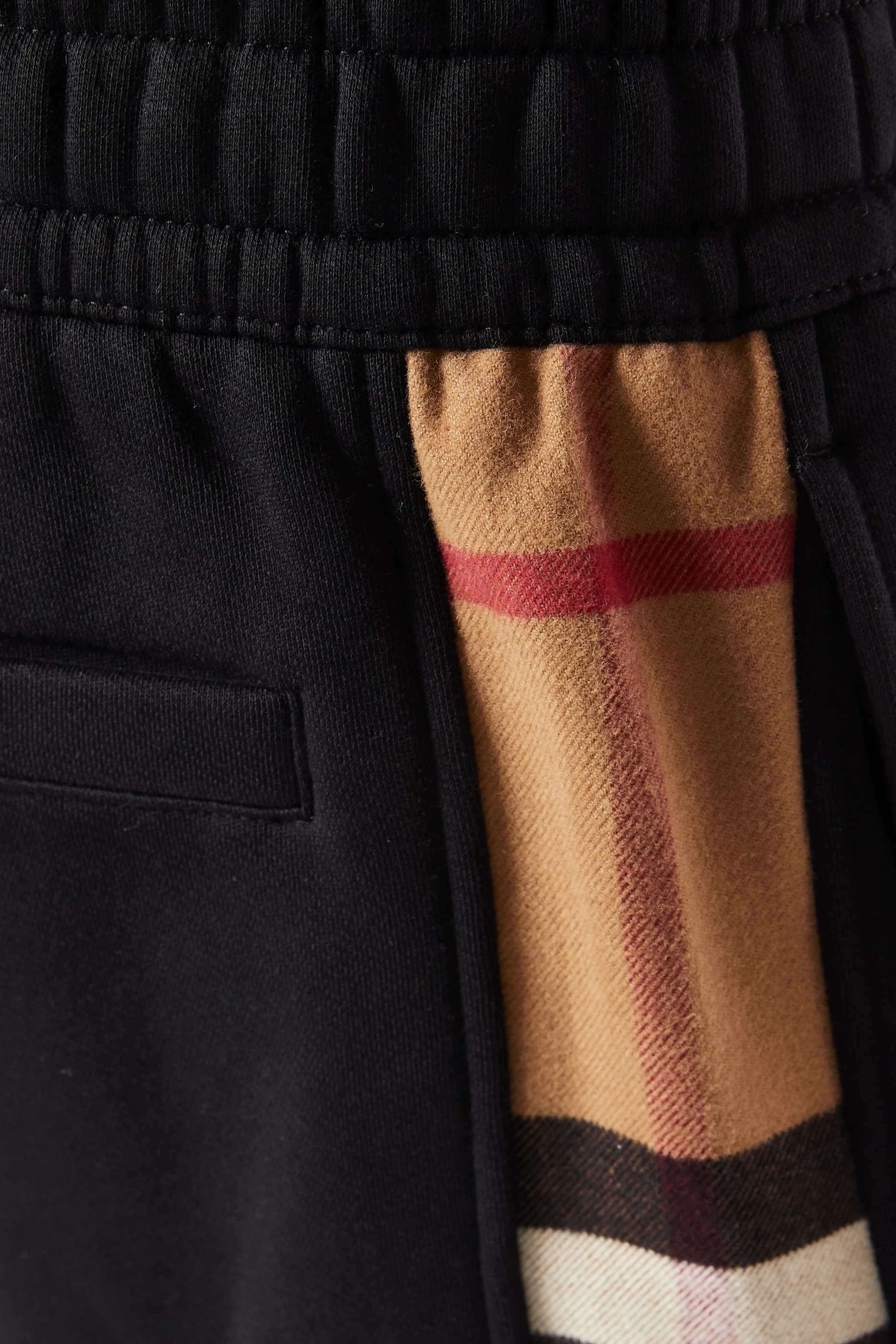 Buy Burberry Black Check Panel Jogging Pants in Brushed back