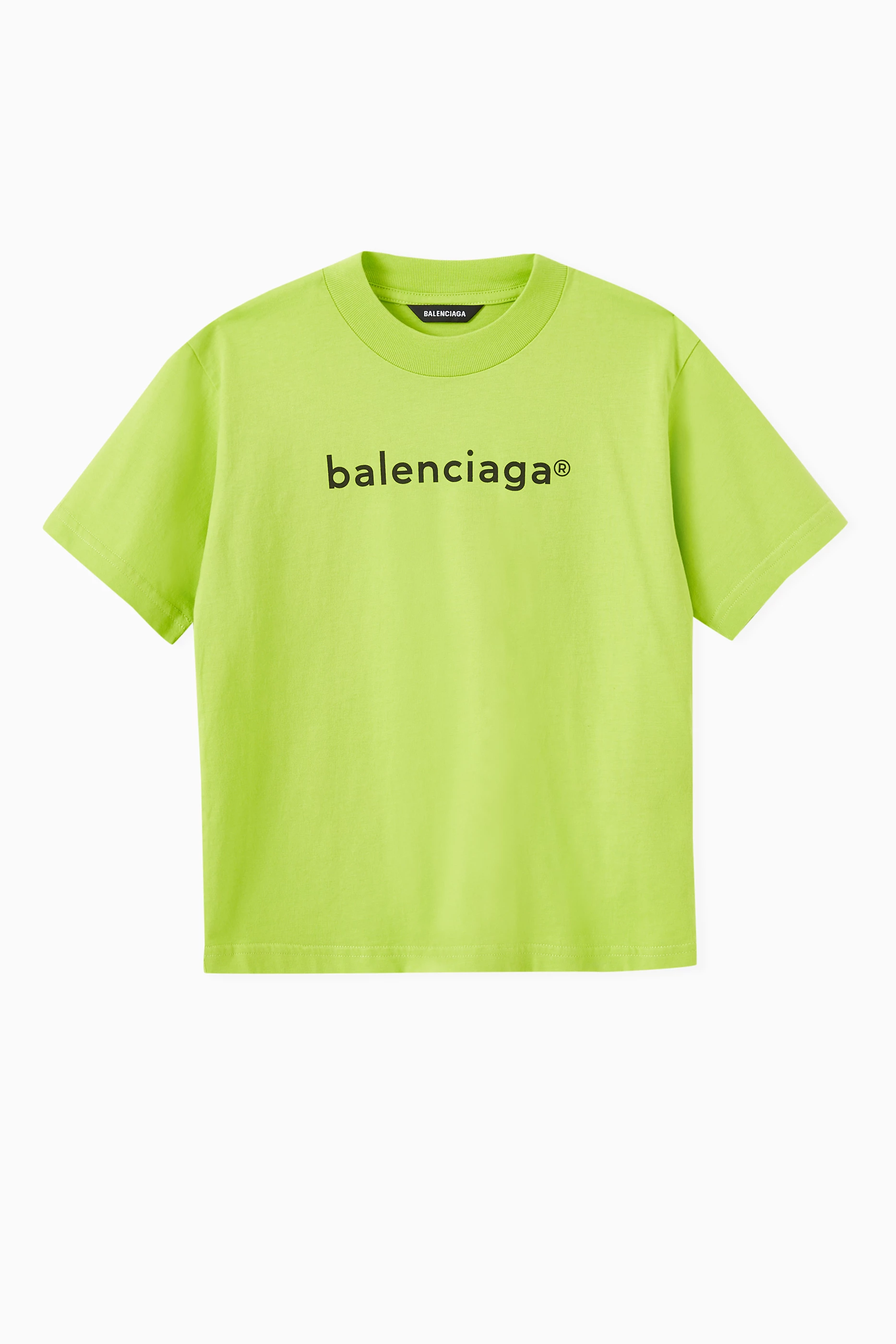Buy Balenciaga Green New Copyright Logo T shirt in Cotton Jersey