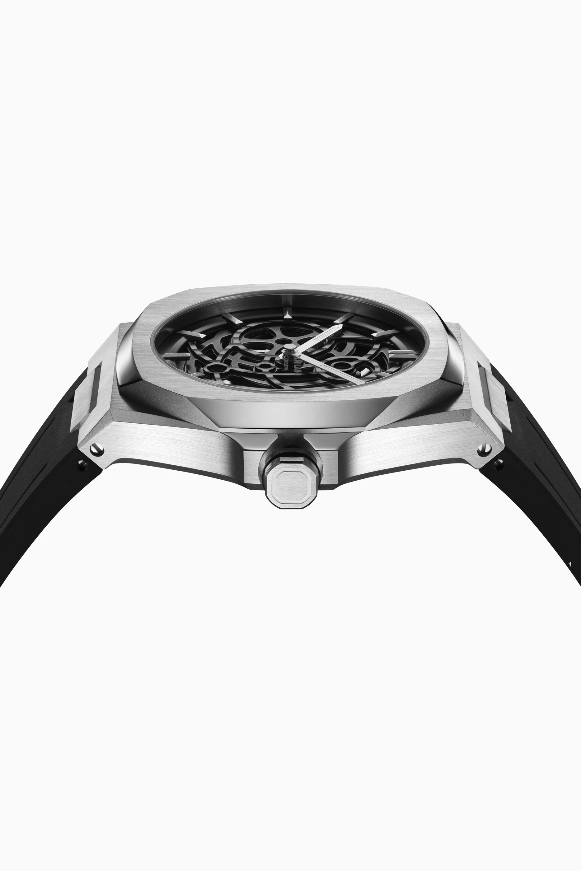 Buy D1 Milano Silver Skeleton Rubber Watch 41.5mm for Men in