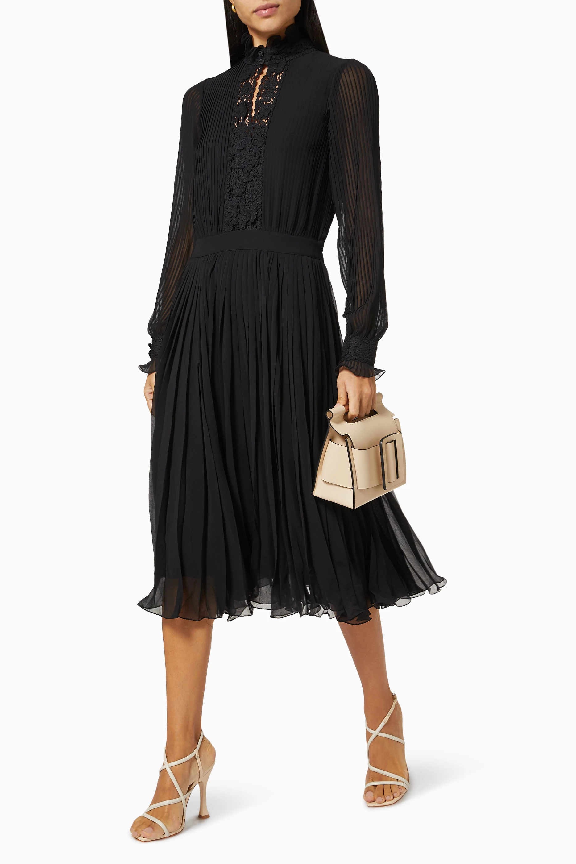 Polo ralph lauren pleated georgette on sale dress