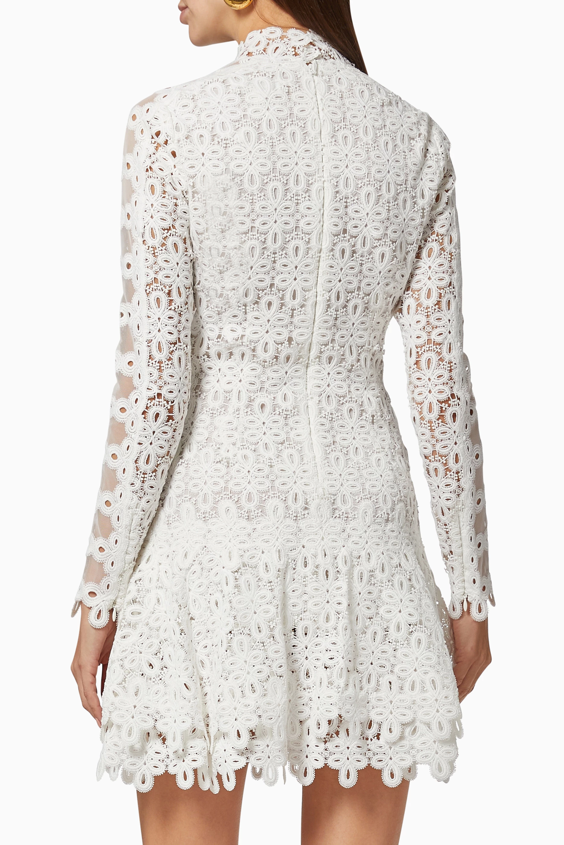 Buy Simkhai White Joy Mini Dress in Guipure Lace for Women in