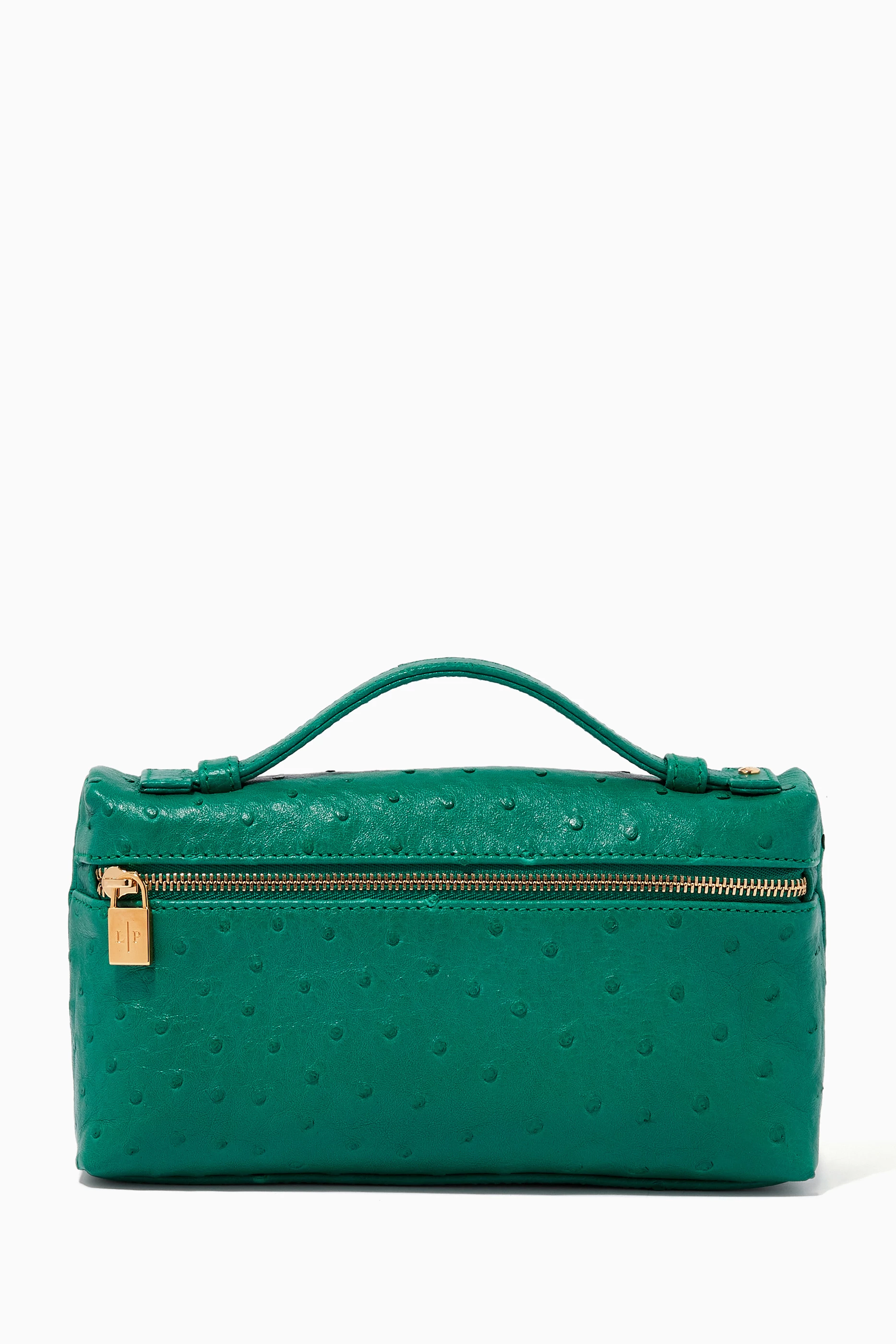 Buy Loro Piana Green L19 Pouch in Ostrich Leather for WOMEN in Saudi