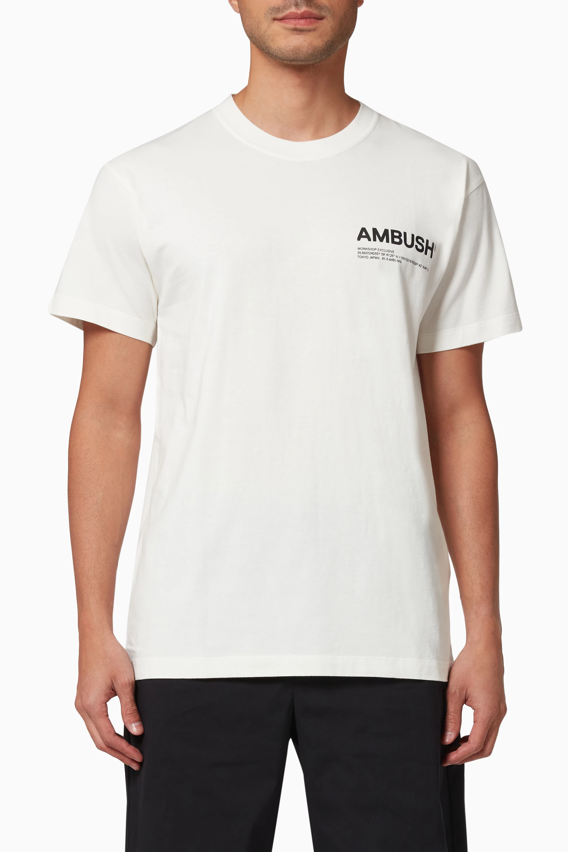 Buy Ambush White Workshop Logo T shirt in Cotton Jersey for Men in