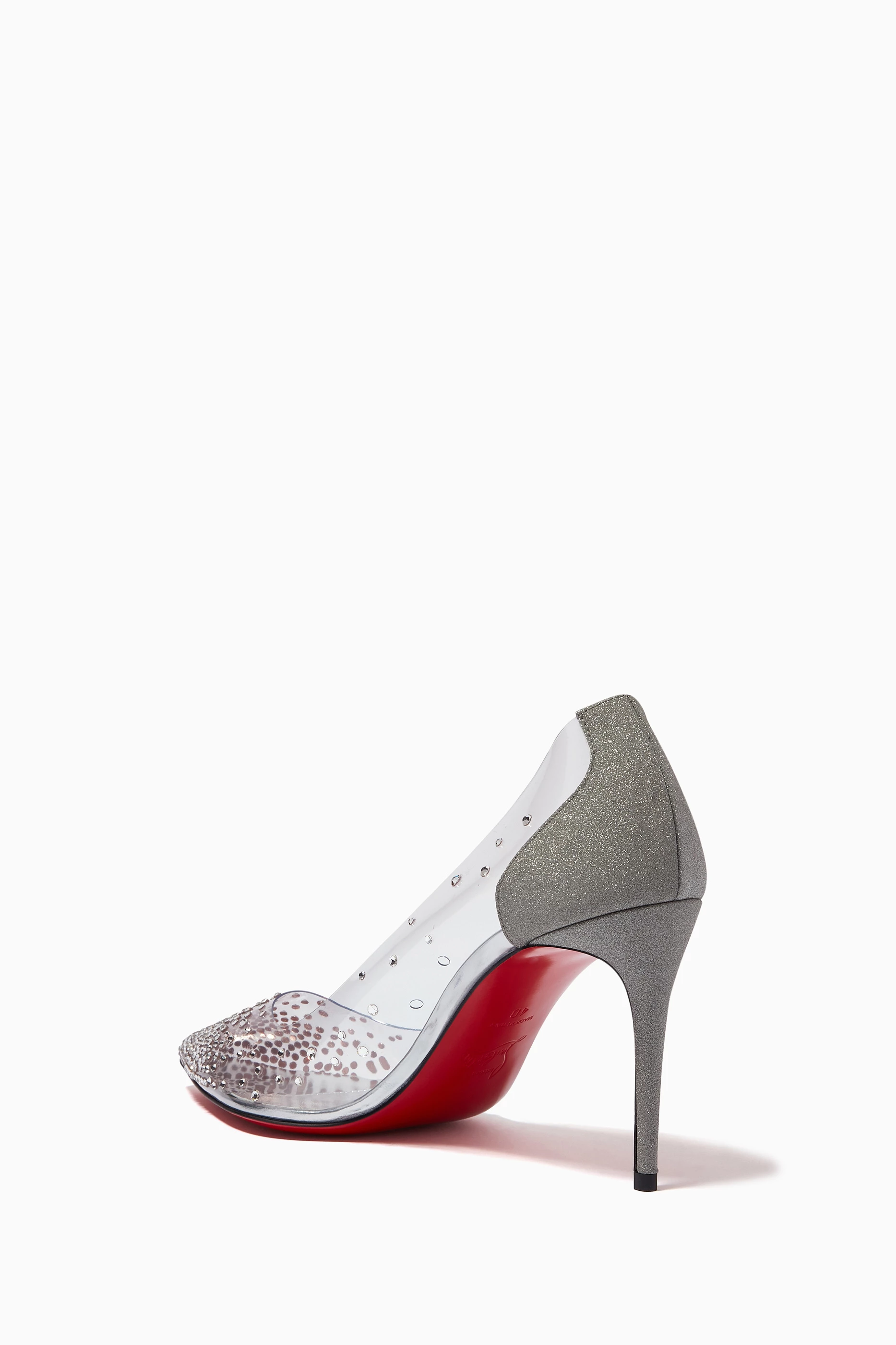 Buy Christian Louboutin Silver Degrastrass 85 Pumps in Glitter