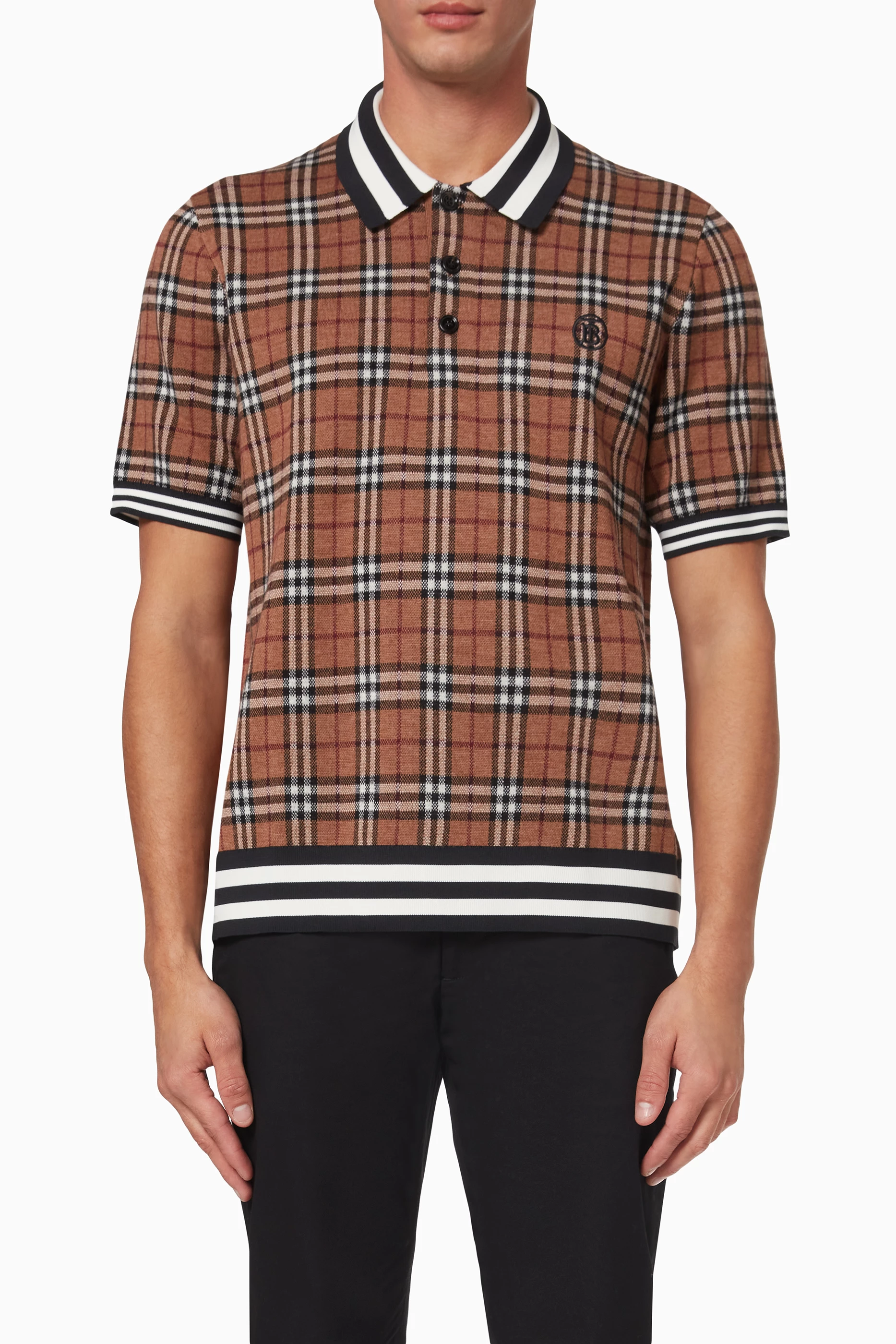 Brown burberry polo shirt deals