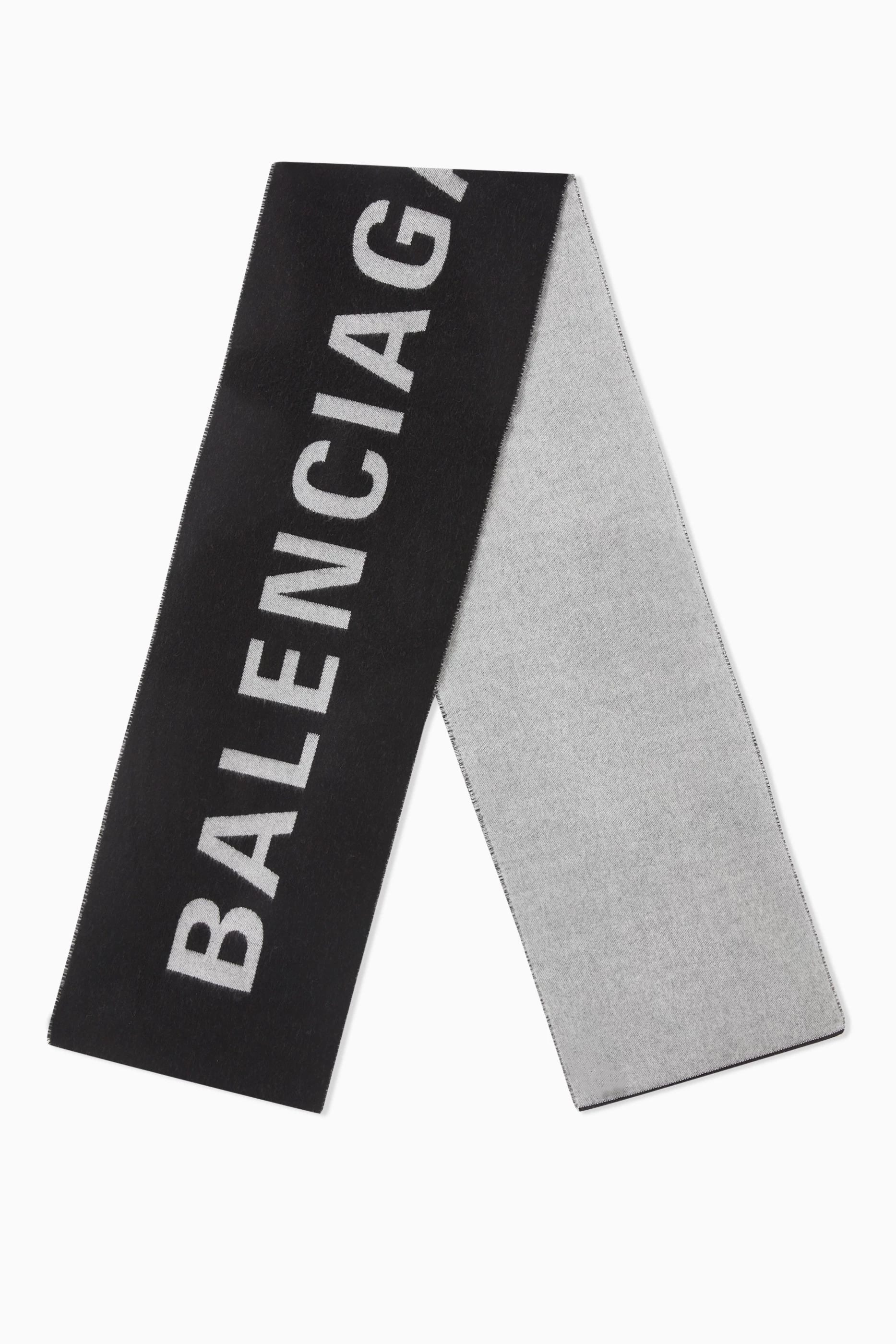 Buy Balenciaga Black Scarf in Logo Jacquard Wool for Women in