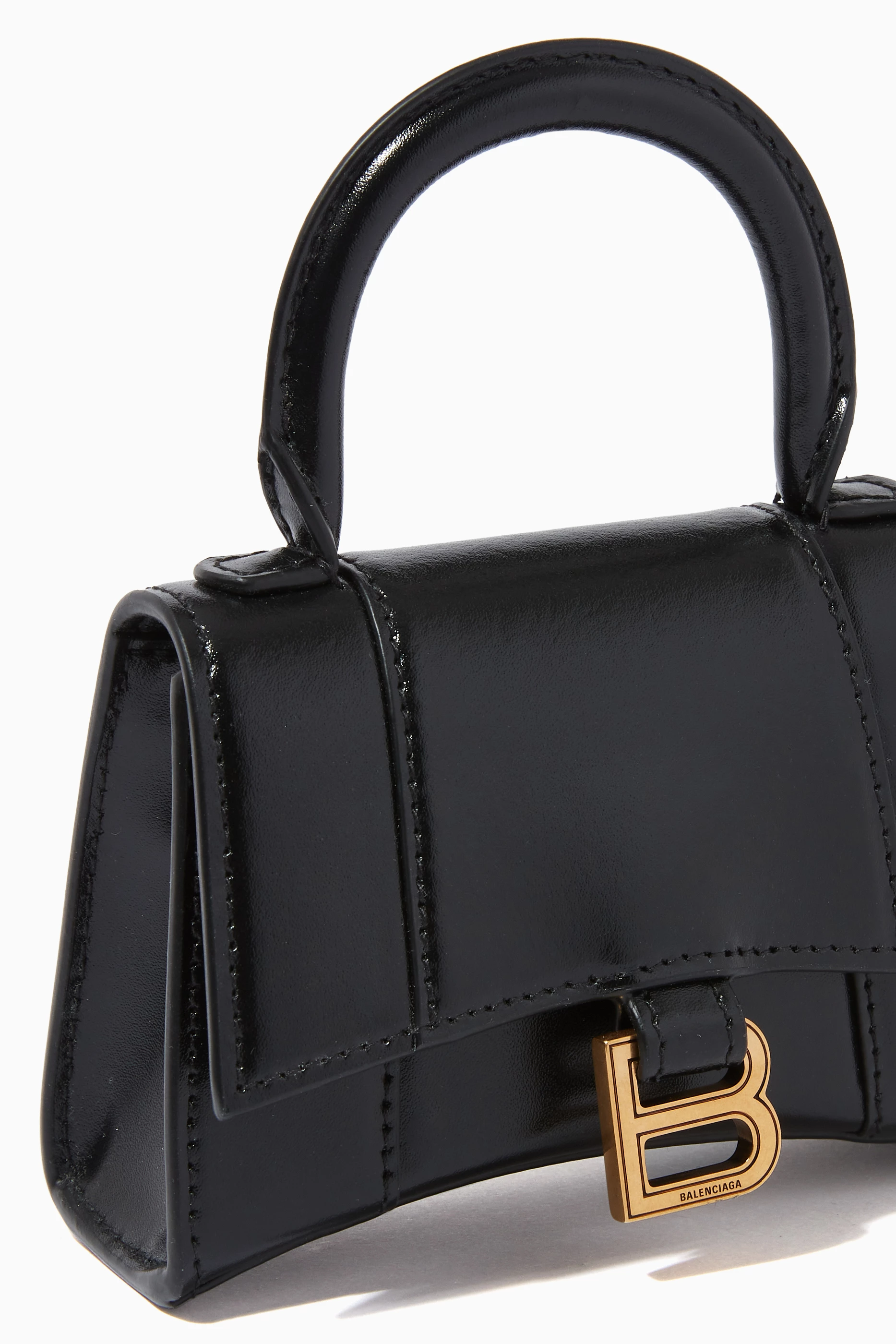 Buy Balenciaga Black Hourglass Mini Top Handle Bag in Calfskin for