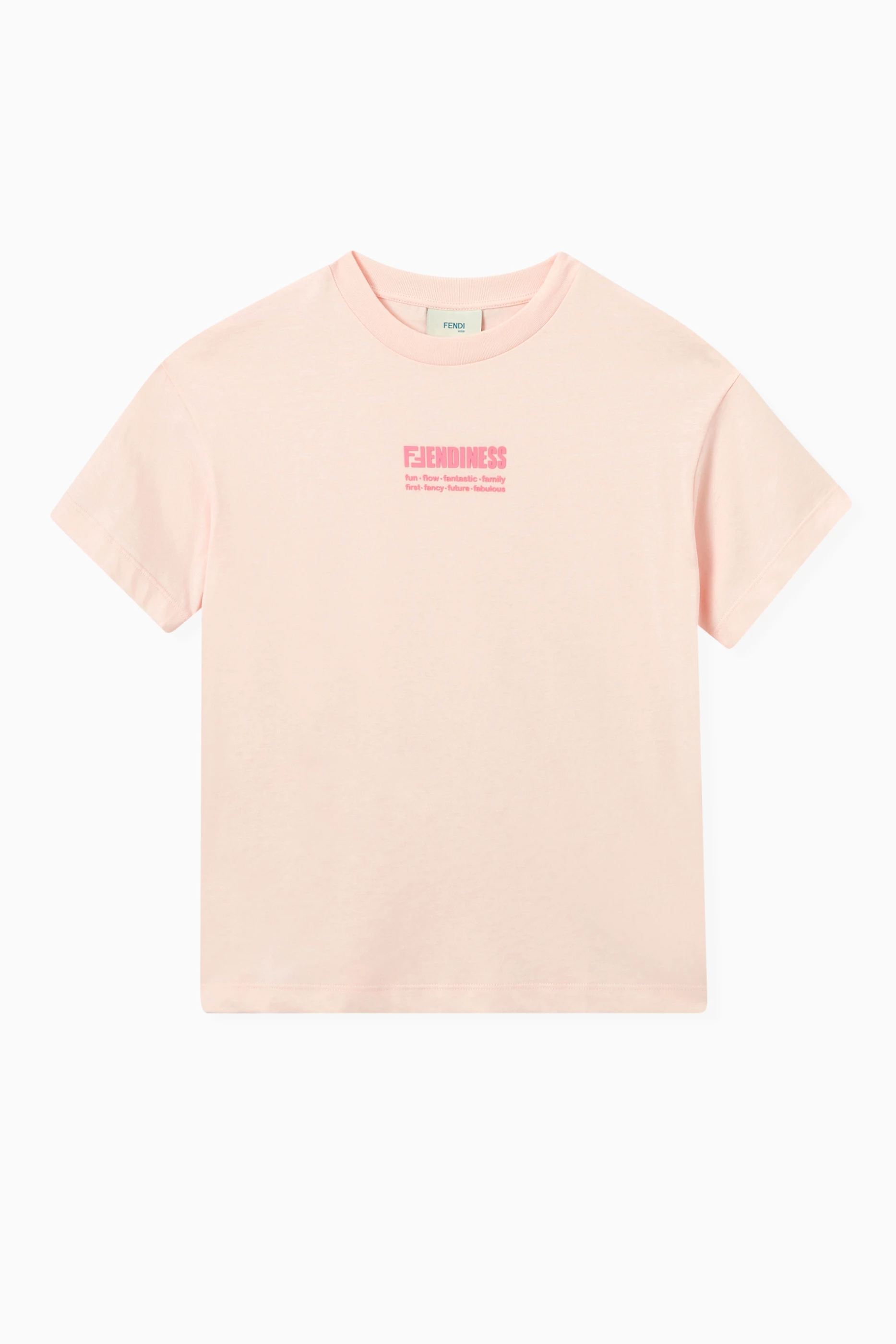 Buy Fendi Pink Fendiness Print T shirt in Cotton for Girls in