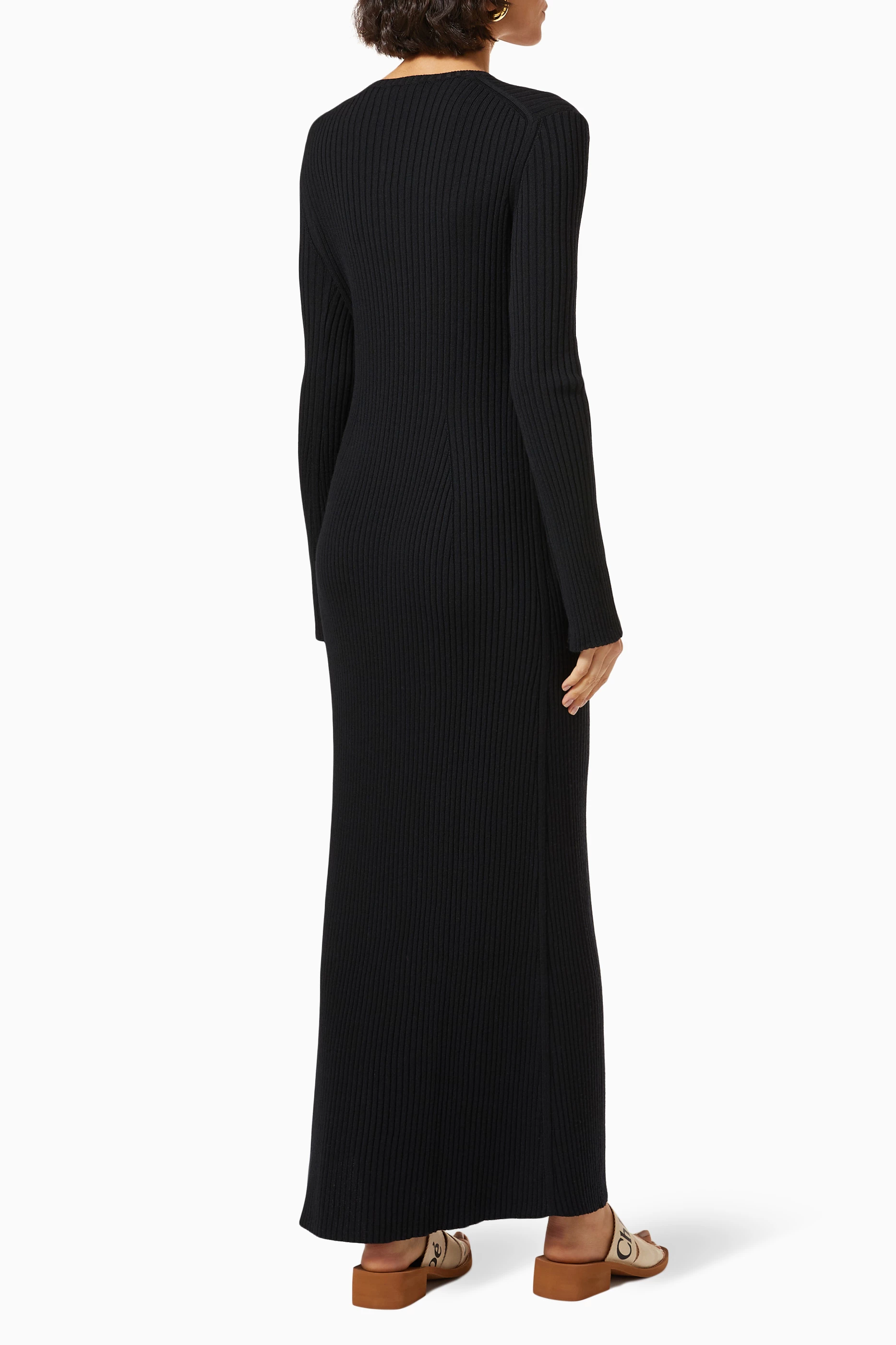 Chloe Merino Wool Fitted Dress - Black - wool