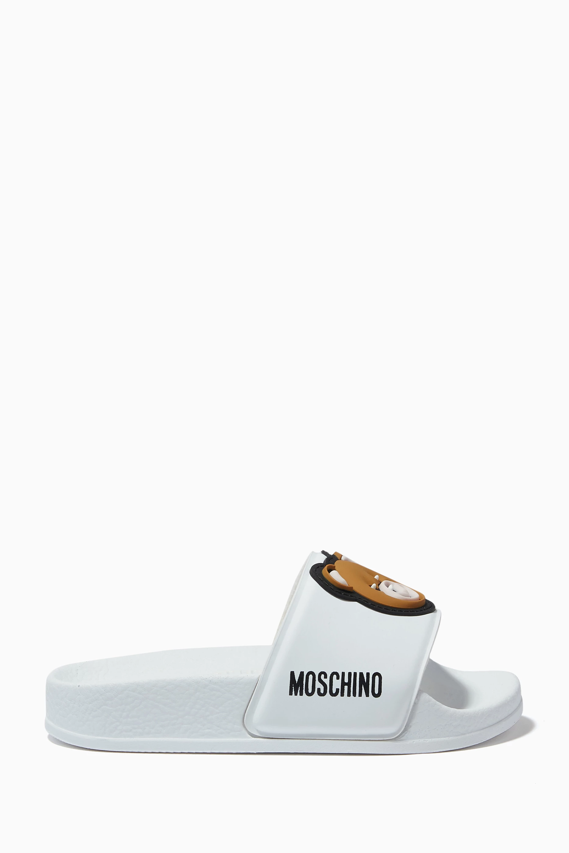 White moschino slides discount
