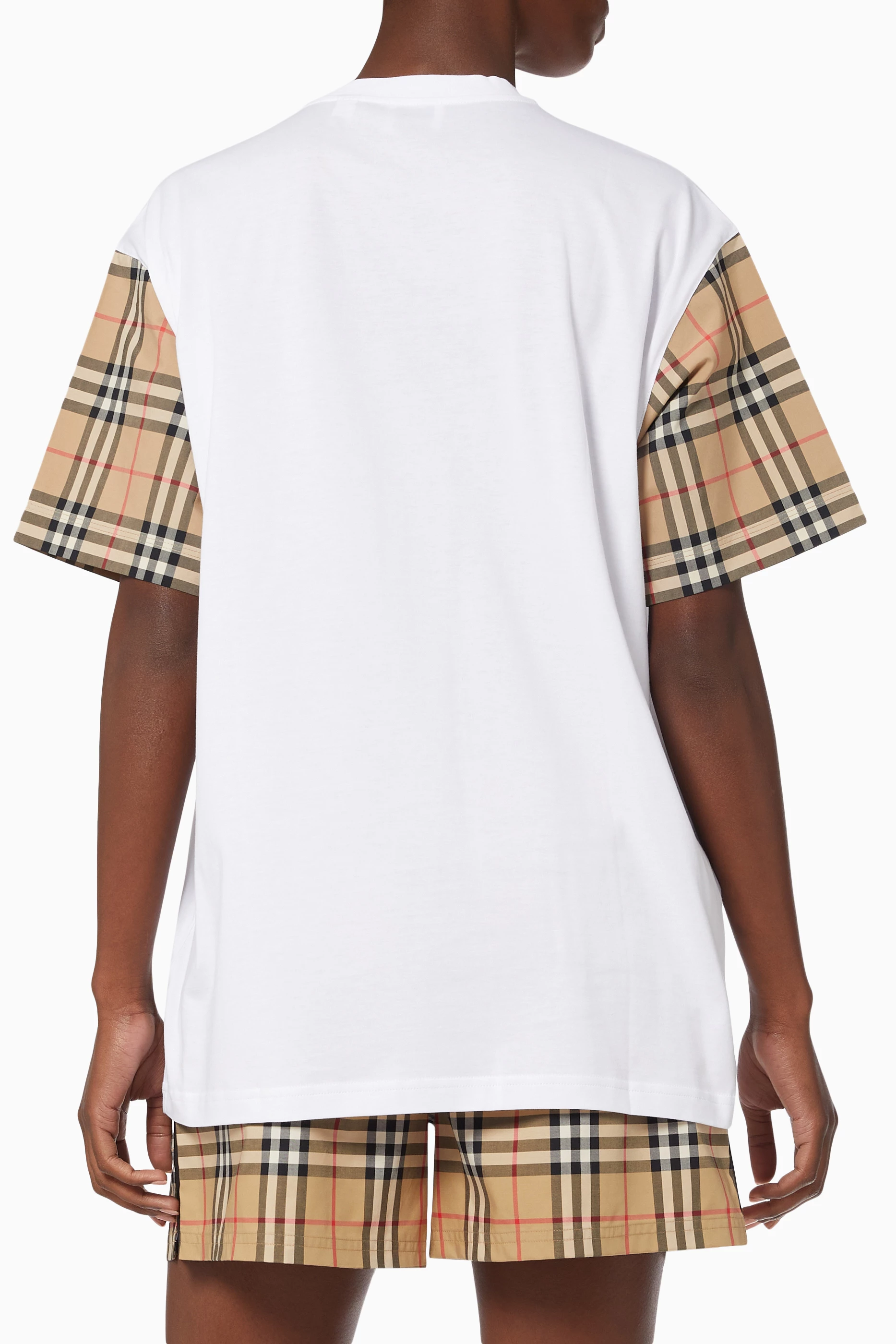 Burberry check sleeve t shirt discount