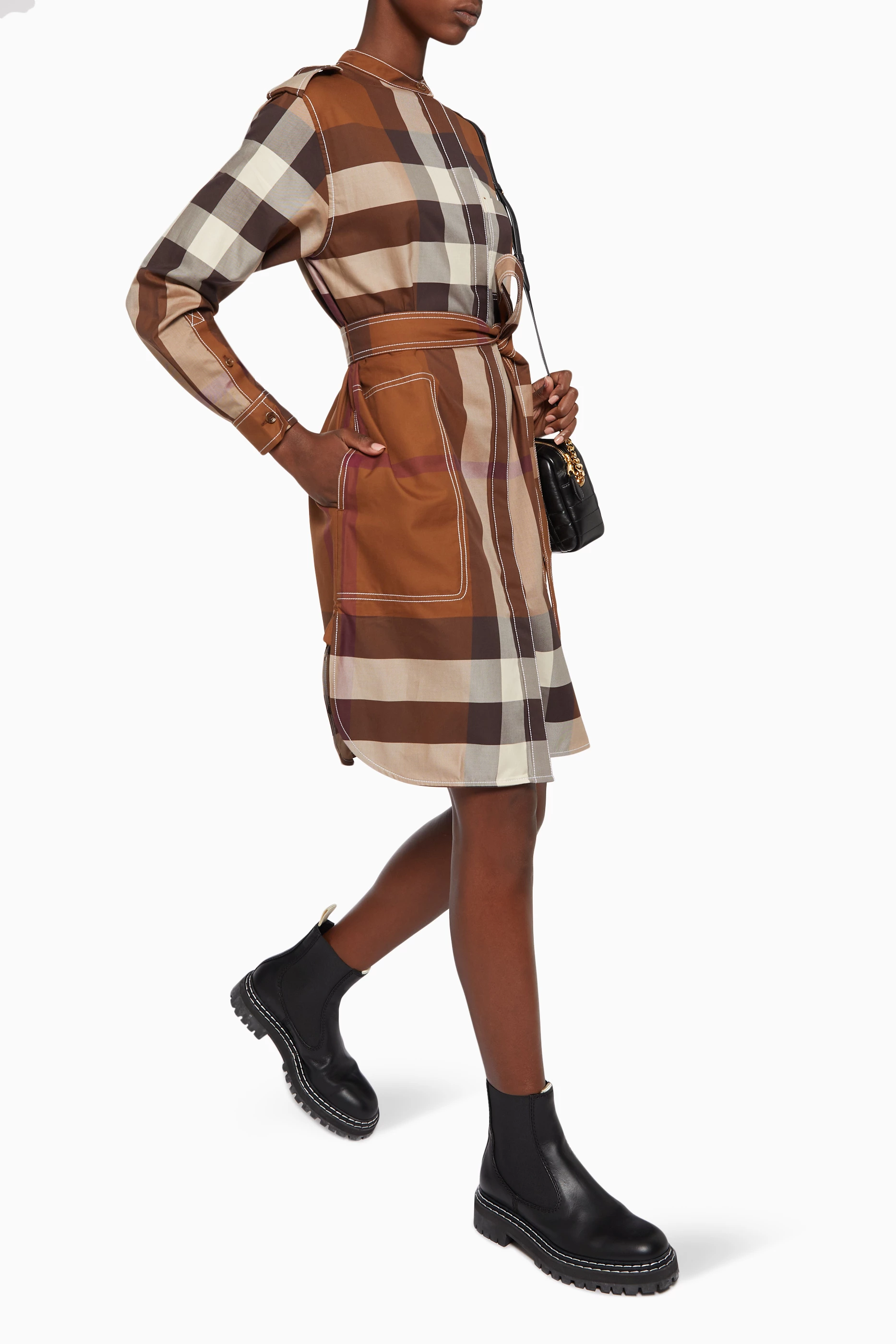 Buy Burberry Brown Aurelia Shirt Dress in Cotton for Women in