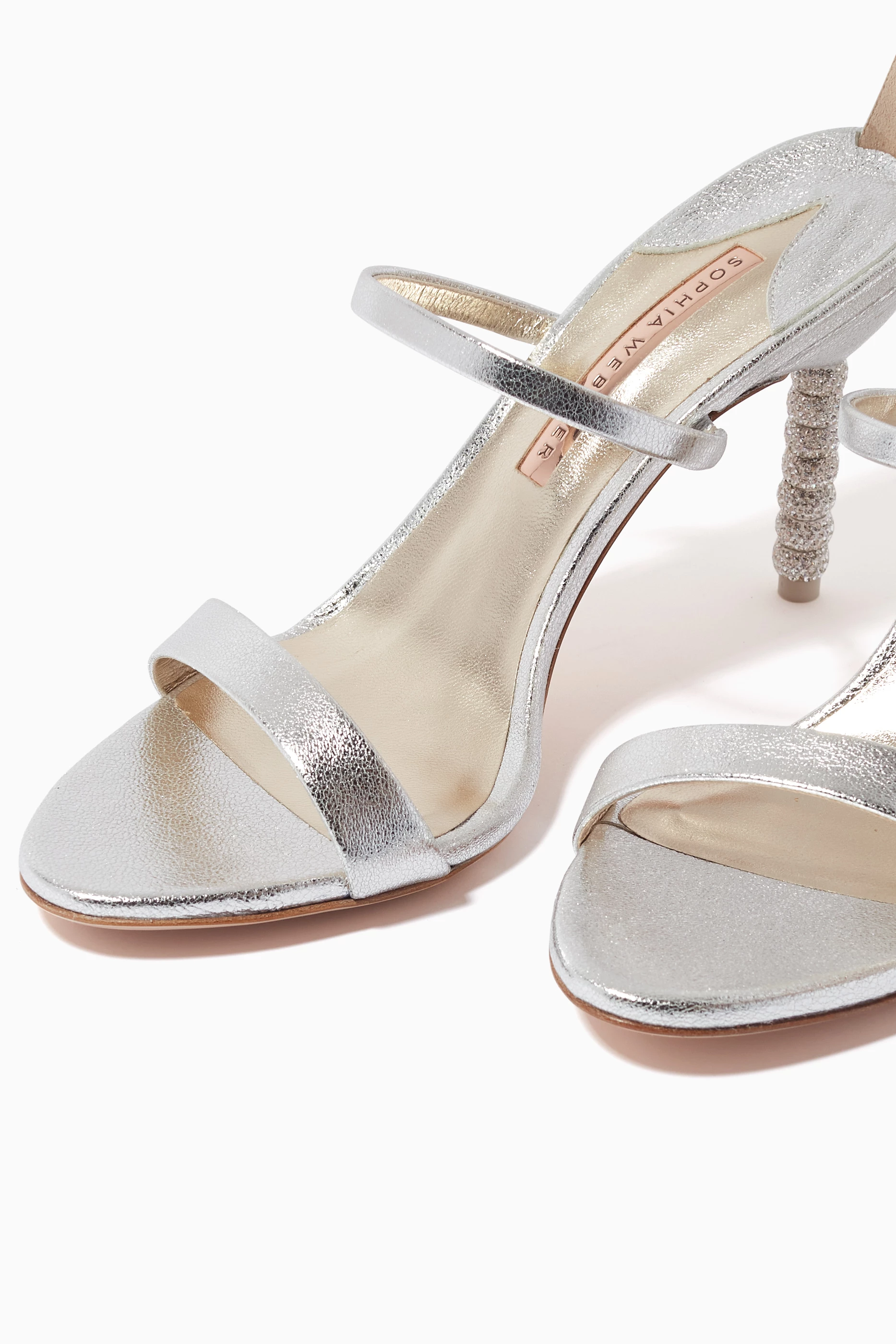 Buy Sophia Webster Silver Rosalind Crystal 85 Sandals in Metallic