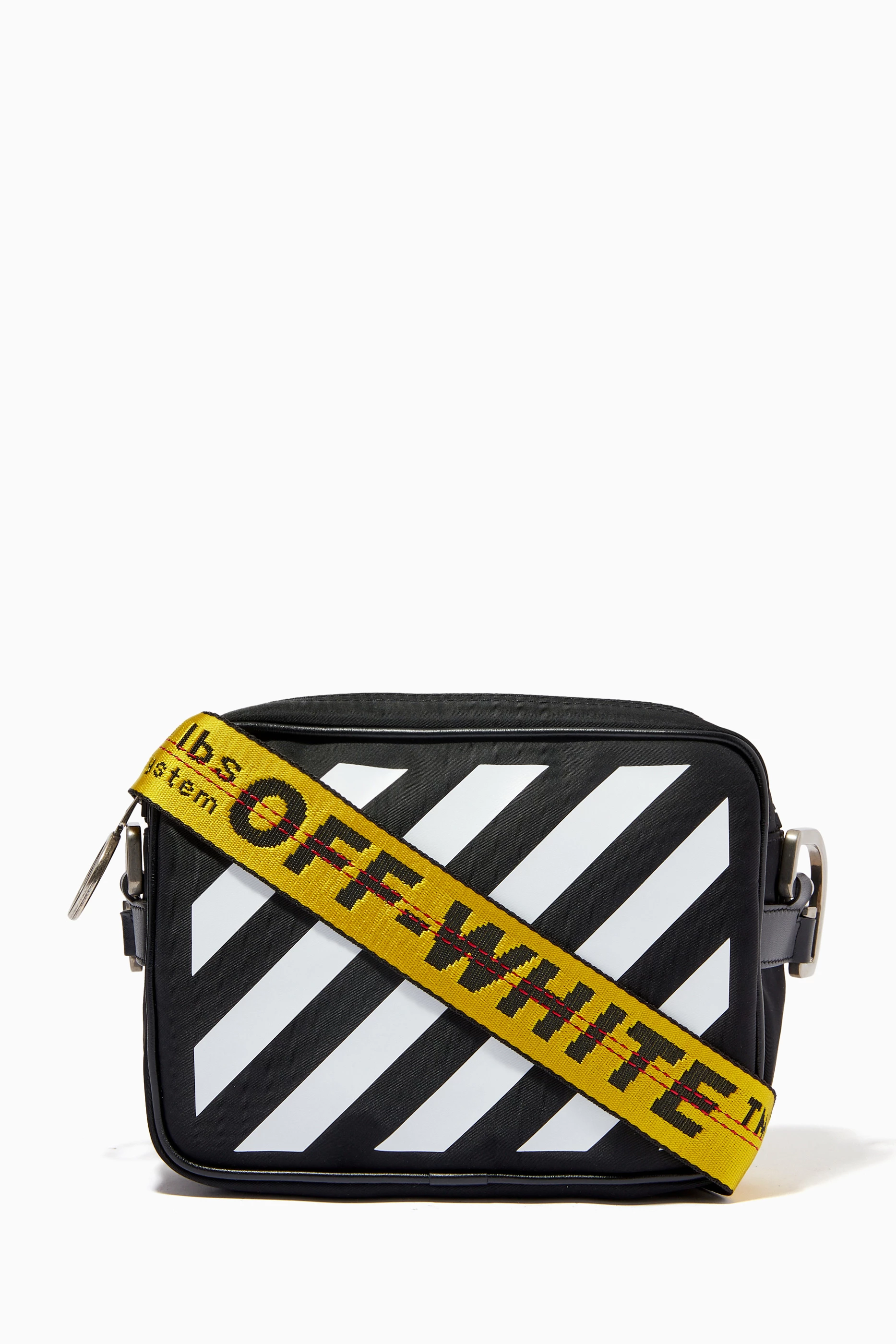 Buy Off White Black Industrial Crossbody Bag in Nylon Leather