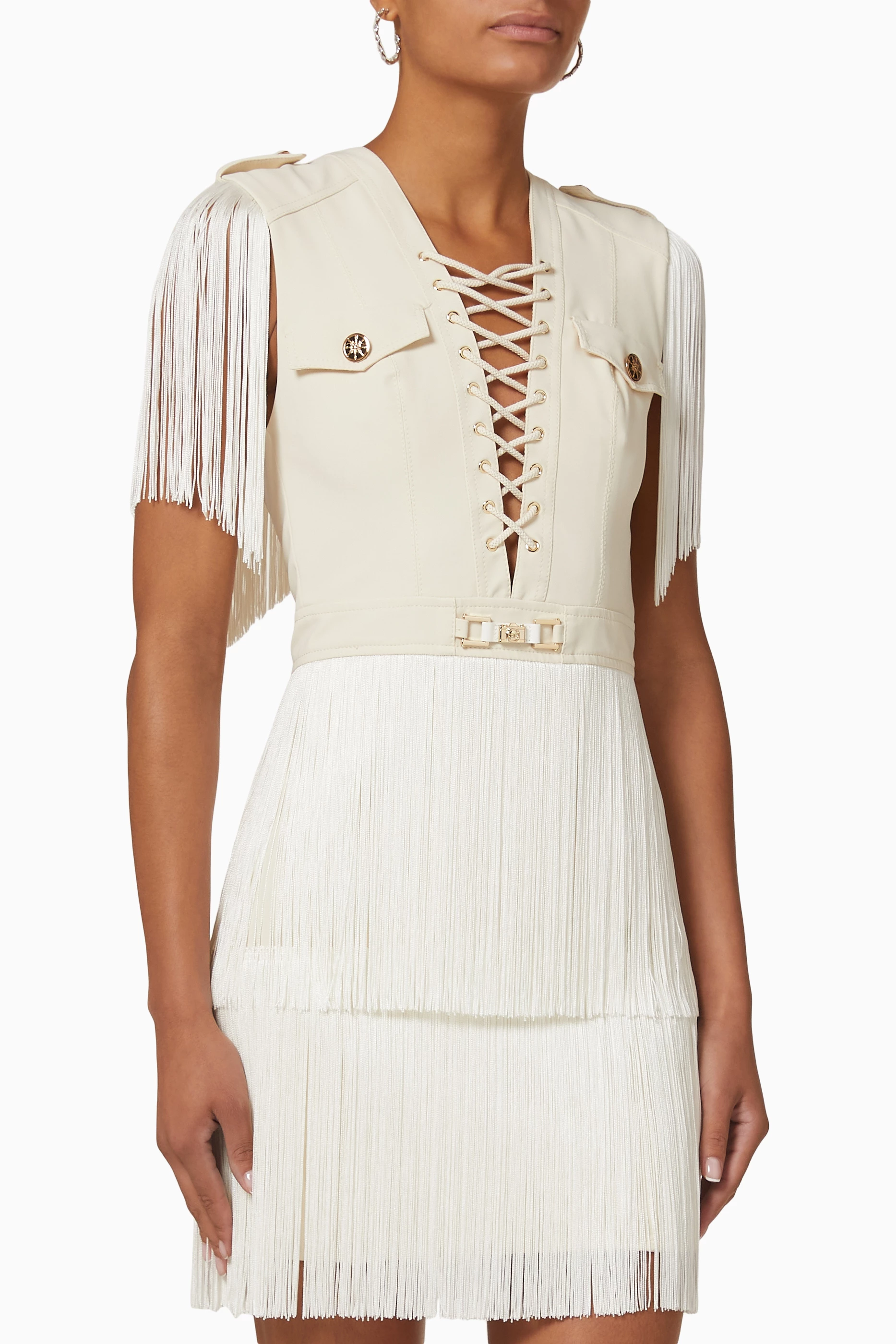 Elisabetta franchi fringe hot sale dress