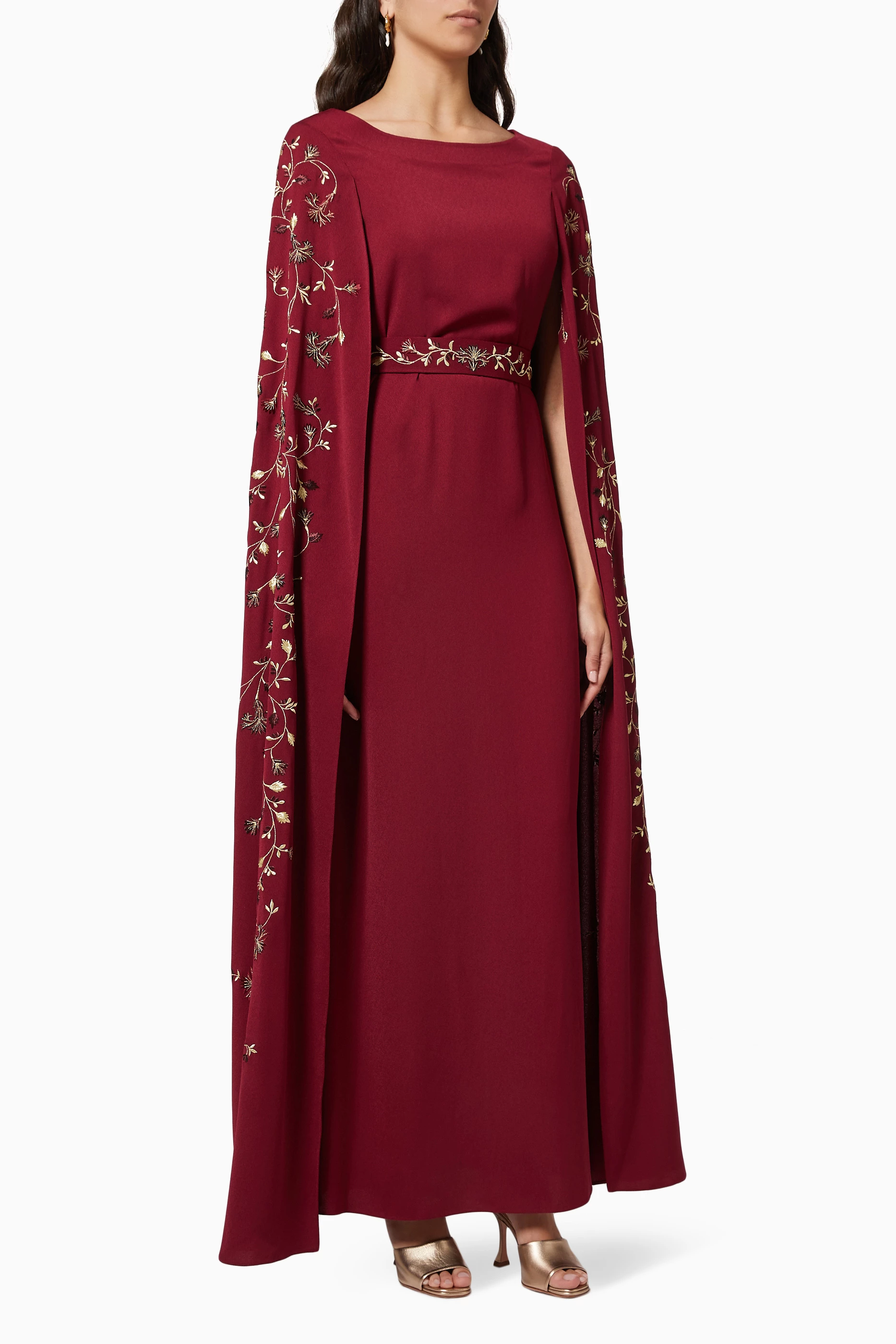 Burgundy online cape dress