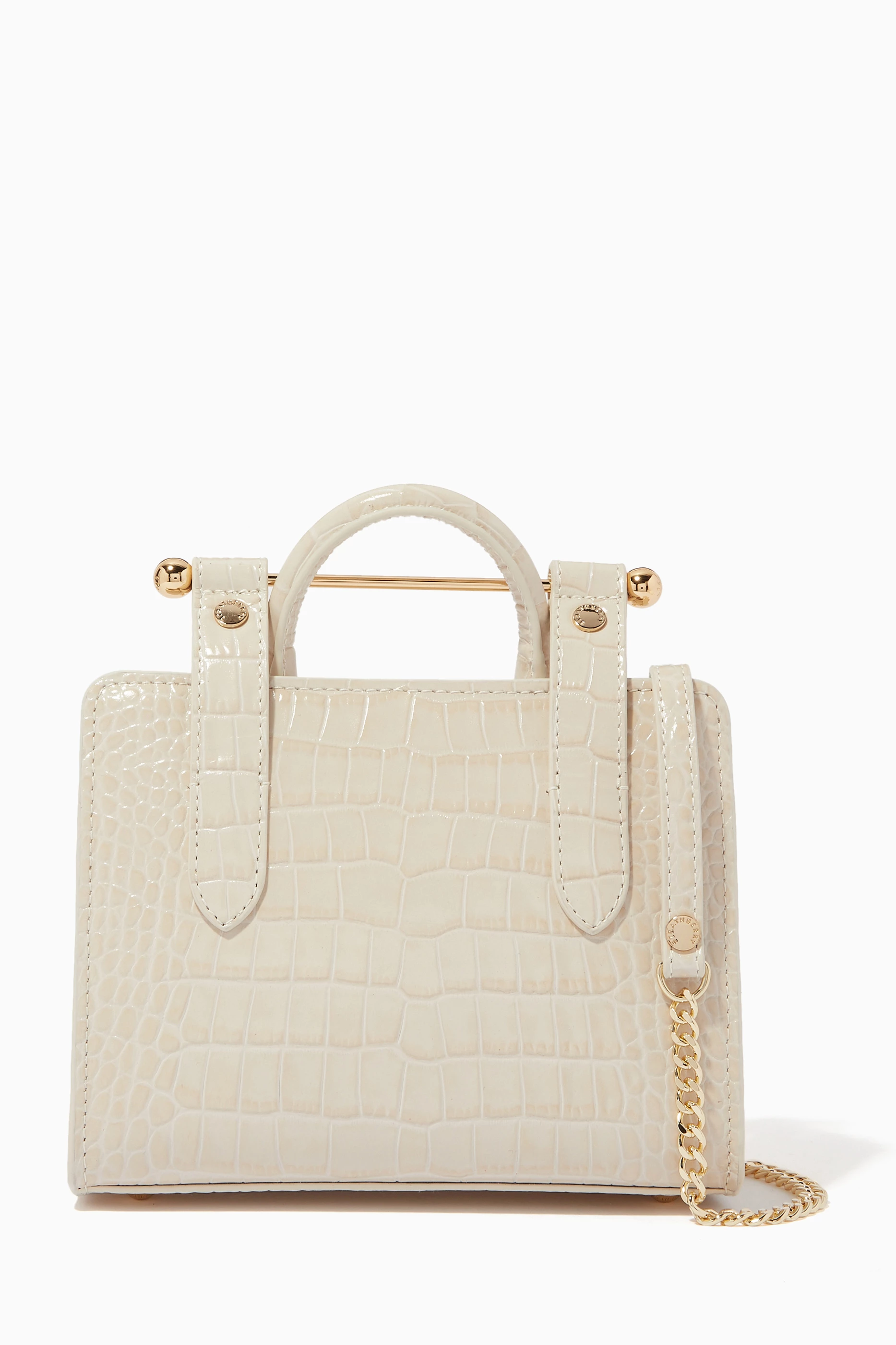 Strathberry Nano Croc Embossed Leather Tote