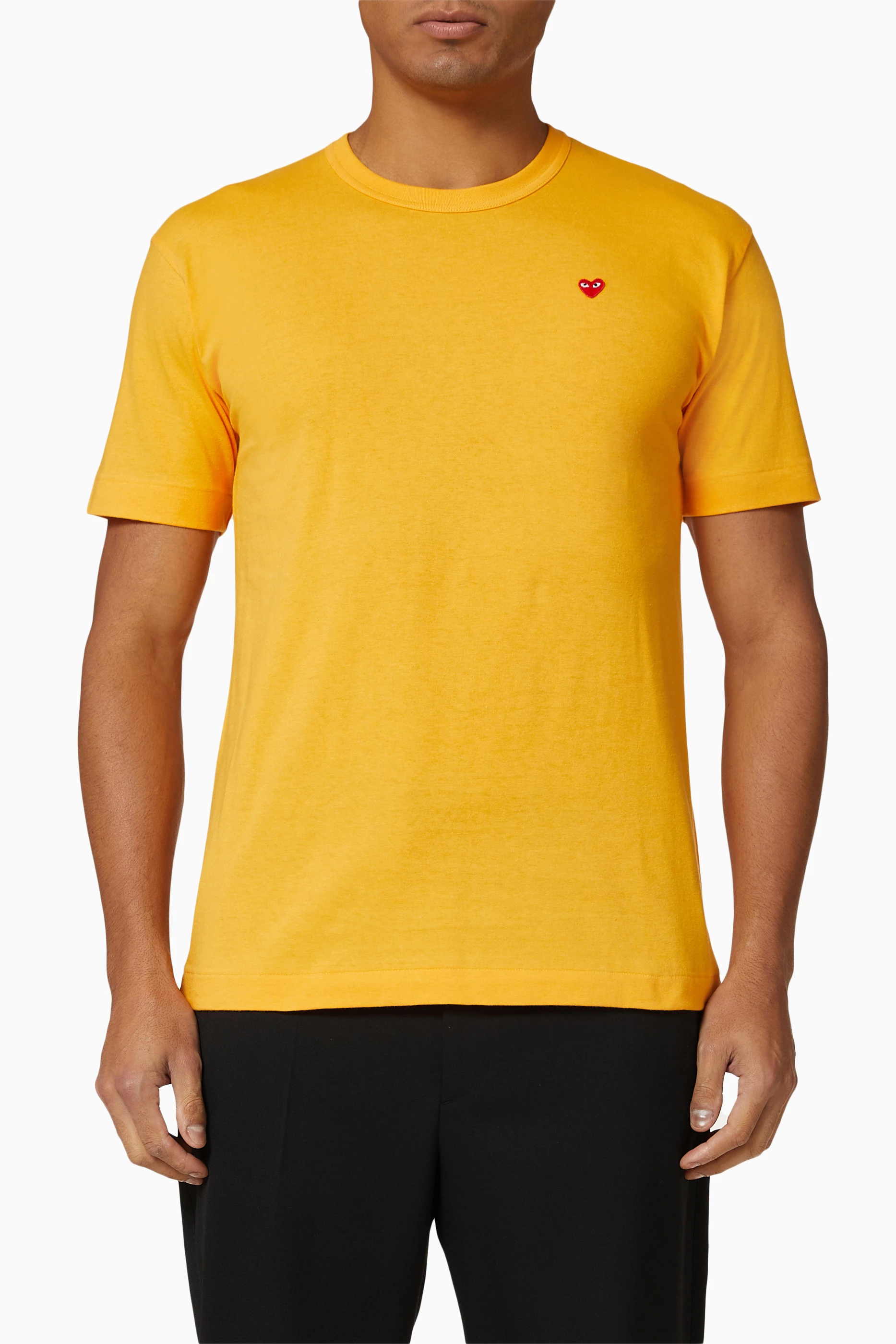 Buy Comme des Gar ons PLAY Yellow T shirt in Cotton Jersey for Men