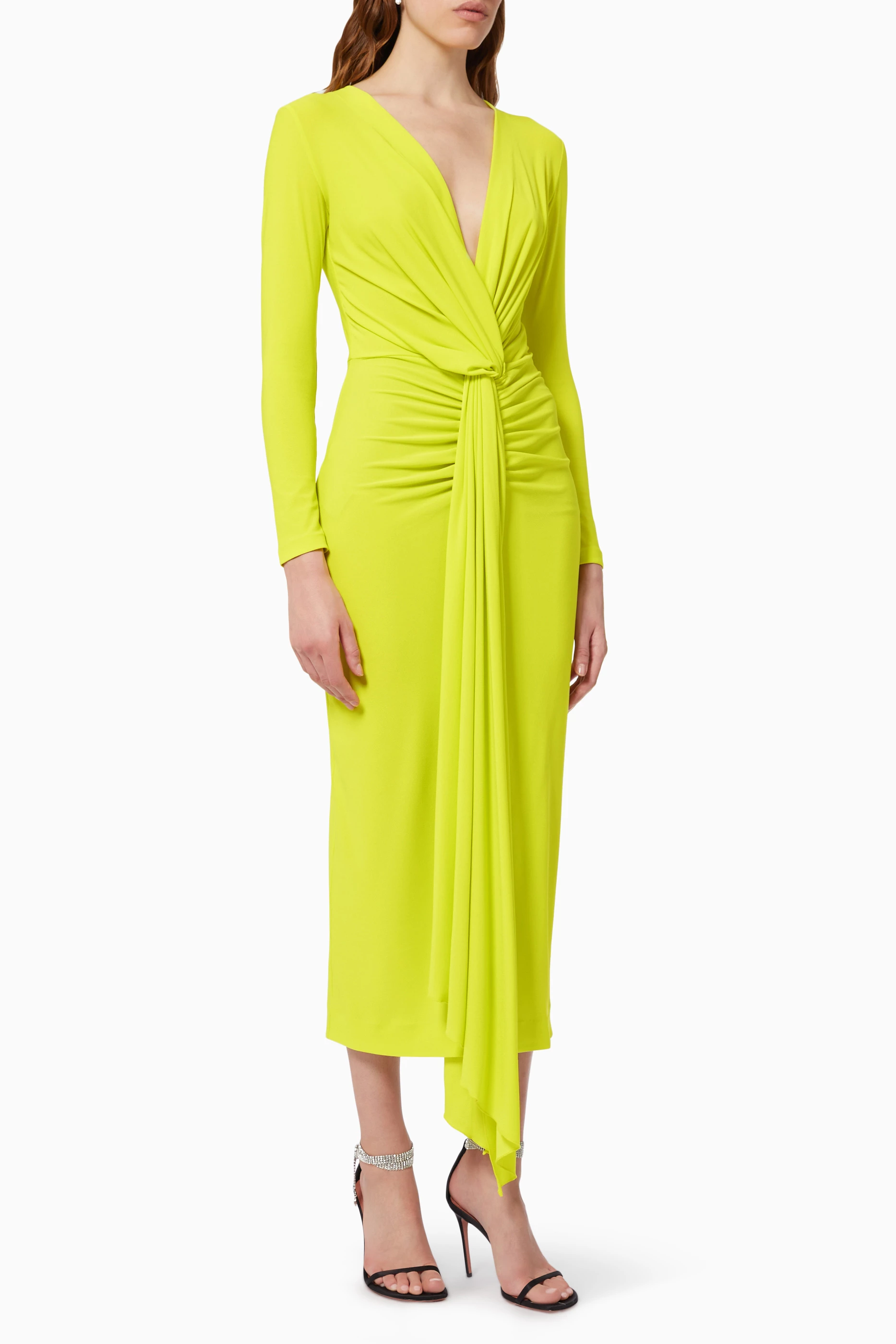 Cushnie lime plunge dress online
